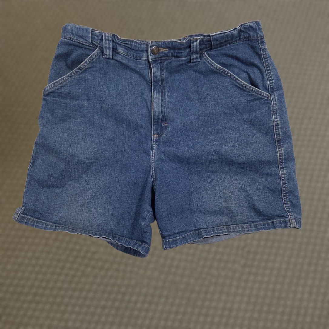Lee Lee Denim Shorts Womens 16P Blue Mom High Rise Relaxed Fit Casual Stretch Shorts - Petite Mens Womens Boys Girls Size 38" / US 16 / IT 52 - 1 Thumbnail