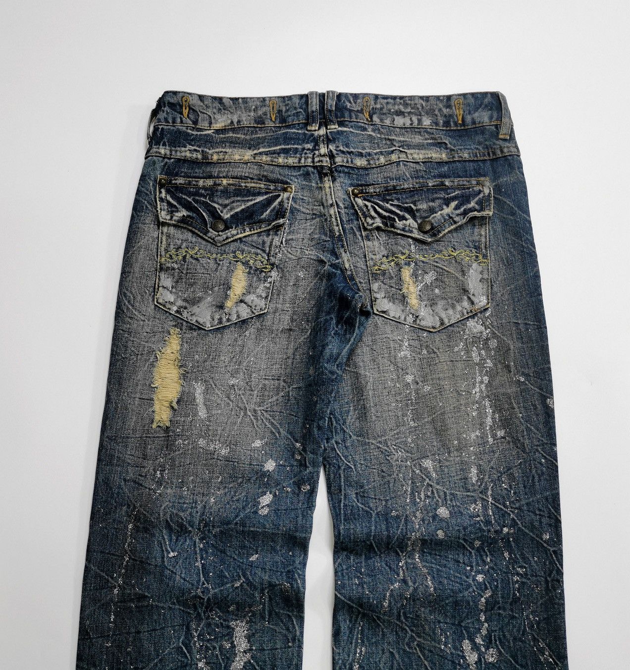 Tornado Mart Midas Japan Silver Paint Distressed Denim Jeans Size US 32 / EU 48 - 8 Thumbnail