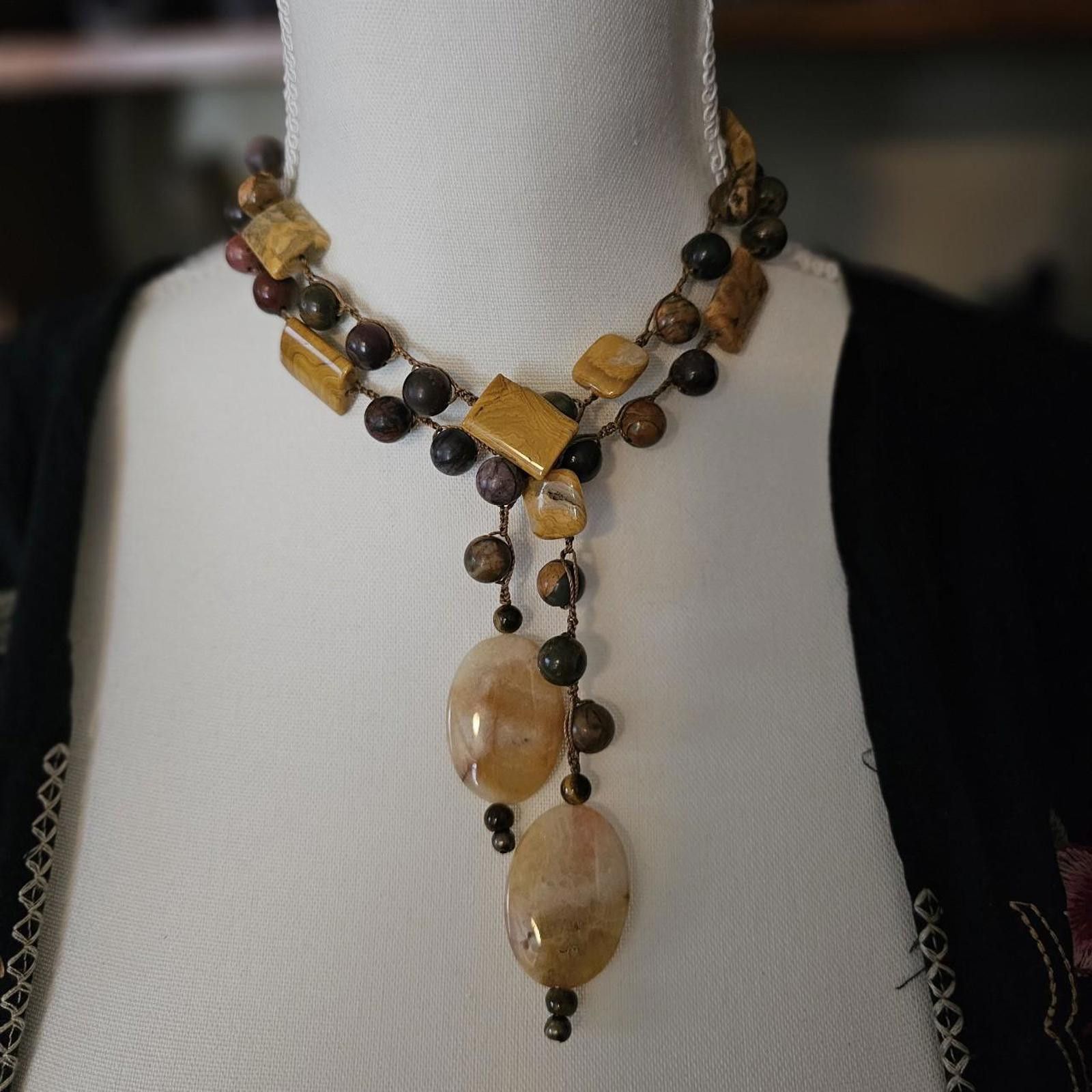 Designer HANDMADE GEMSTONE NECKLACE LARIAT STYLE Size ONE SIZE - 1 Thumbnail
