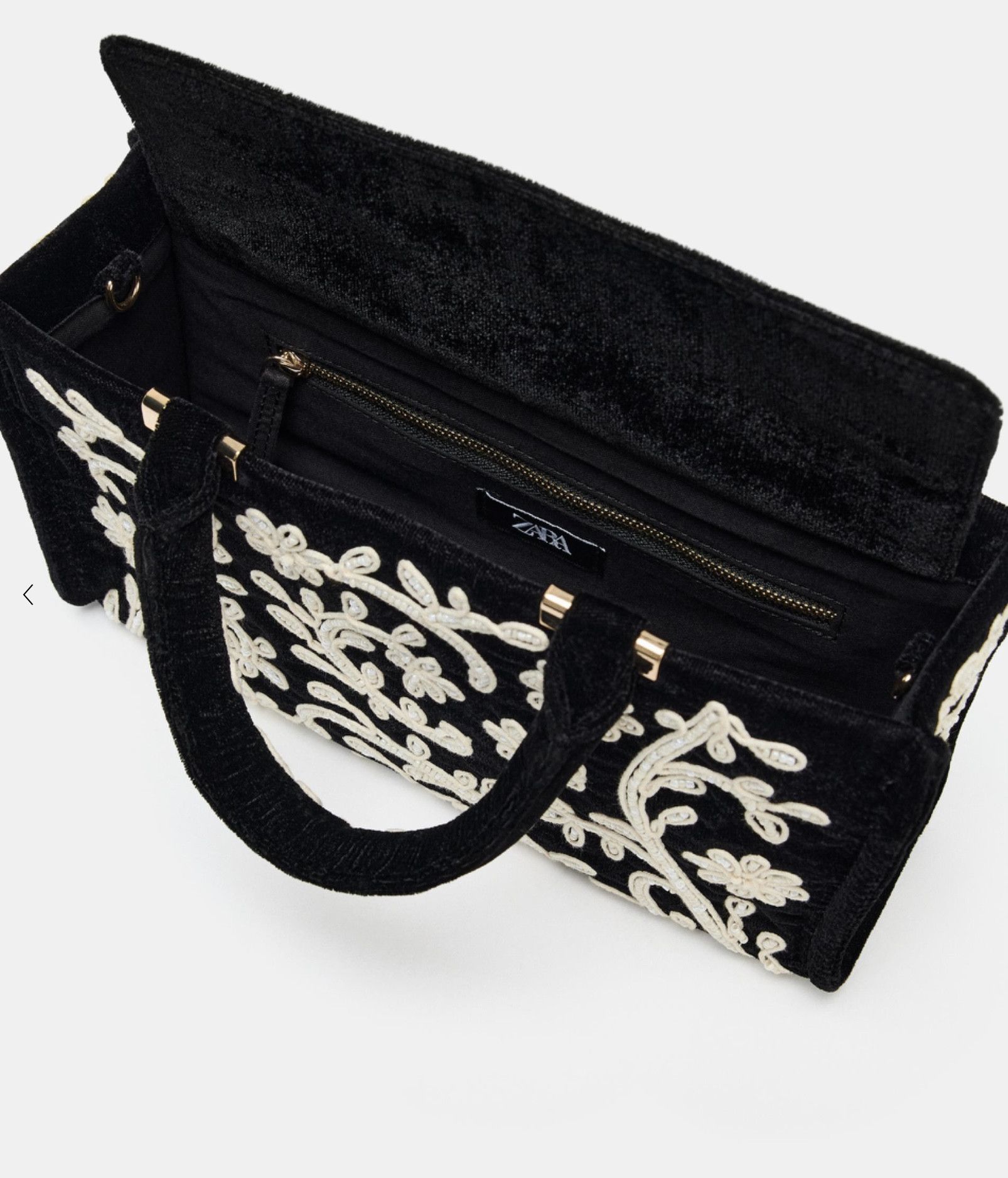 Zara Zara Embroidered City bag BNWT Black Size ONE SIZE - 3 Thumbnail
