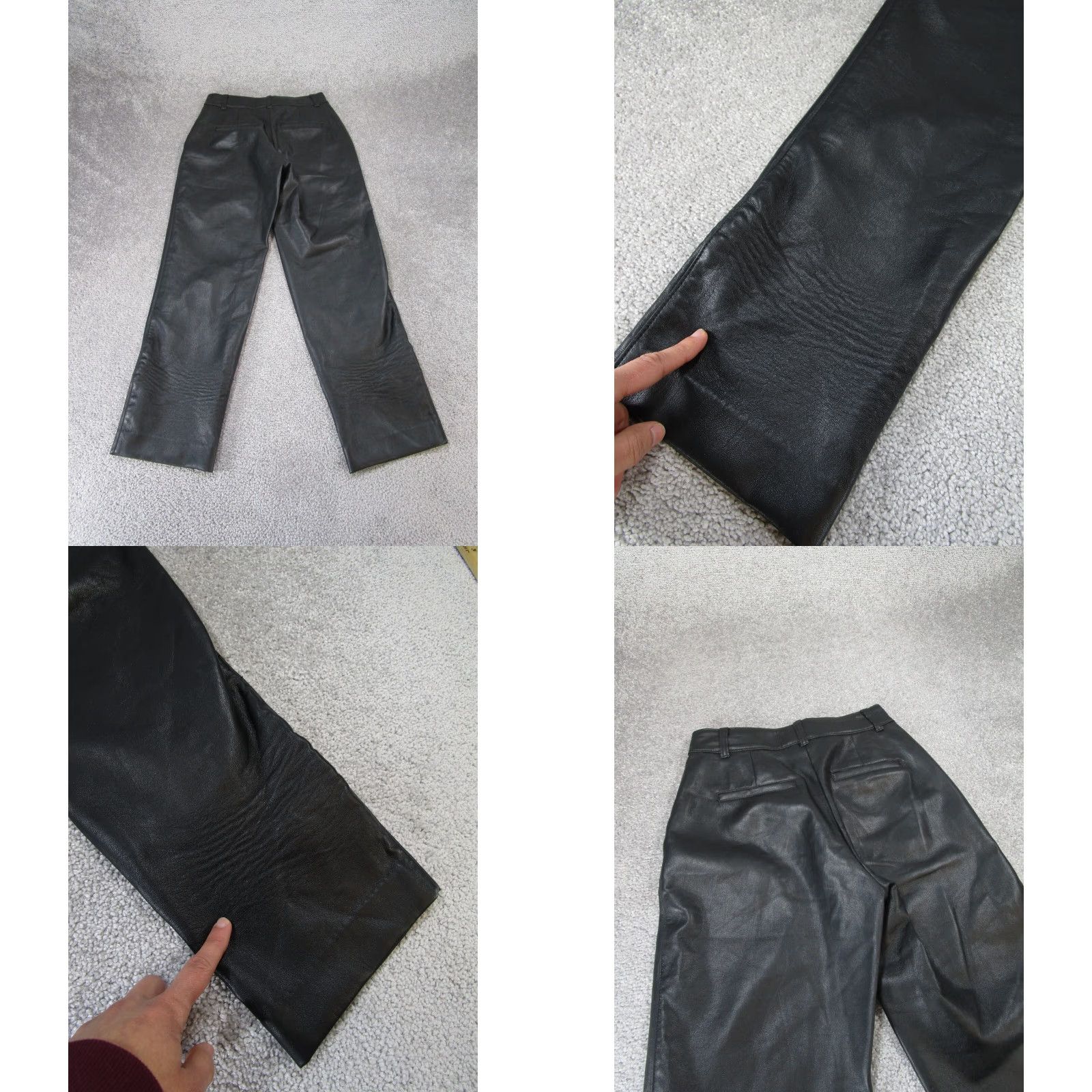 Vintage Babaton Pants Womens 0 Black Faux Leather Cropped Tapered Zip Solid Size 25" / US 0 / IT 36 - 9 Thumbnail