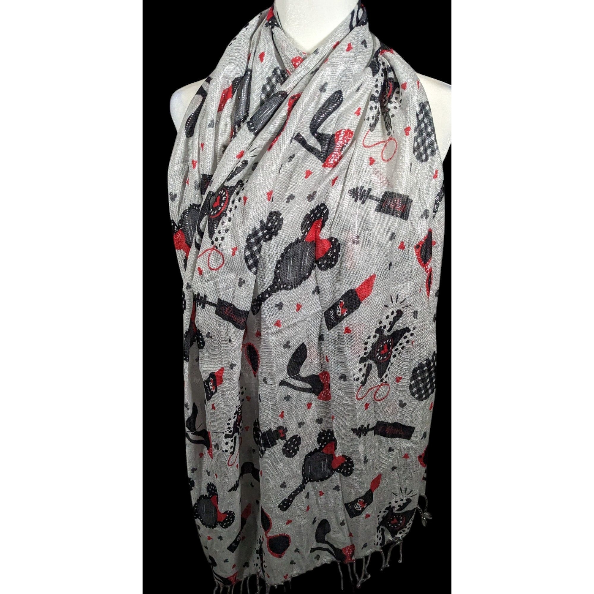 Disney Disney Parks Minnie Mouse Icons Metallic Silver Scarf Size ONE SIZE - 1 Thumbnail
