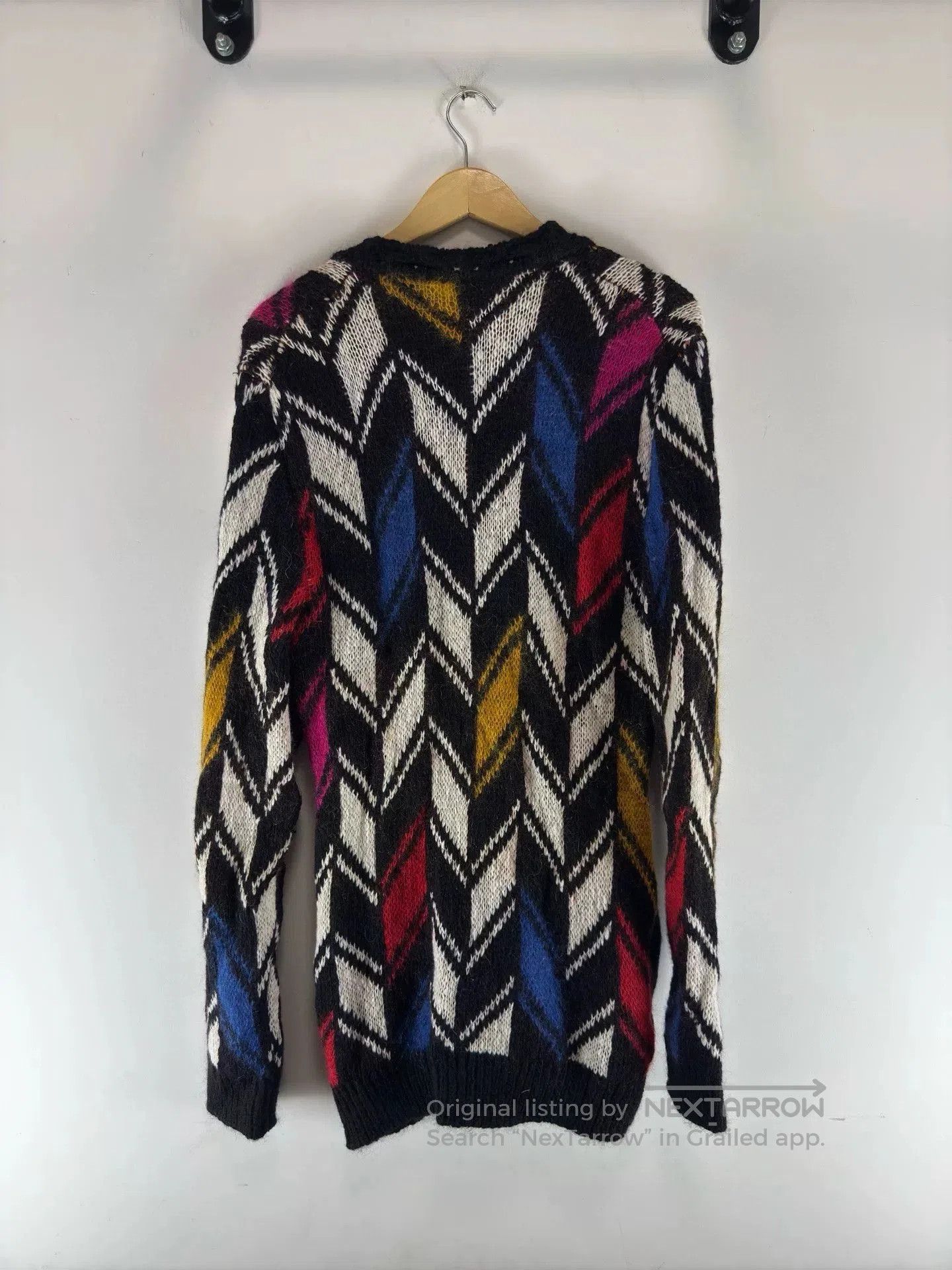 Saint Laurent Paris Saint Laurent Chevron Pattern Knit Cardigan. Size L / US 10 / IT 46 - 2 Thumbnail