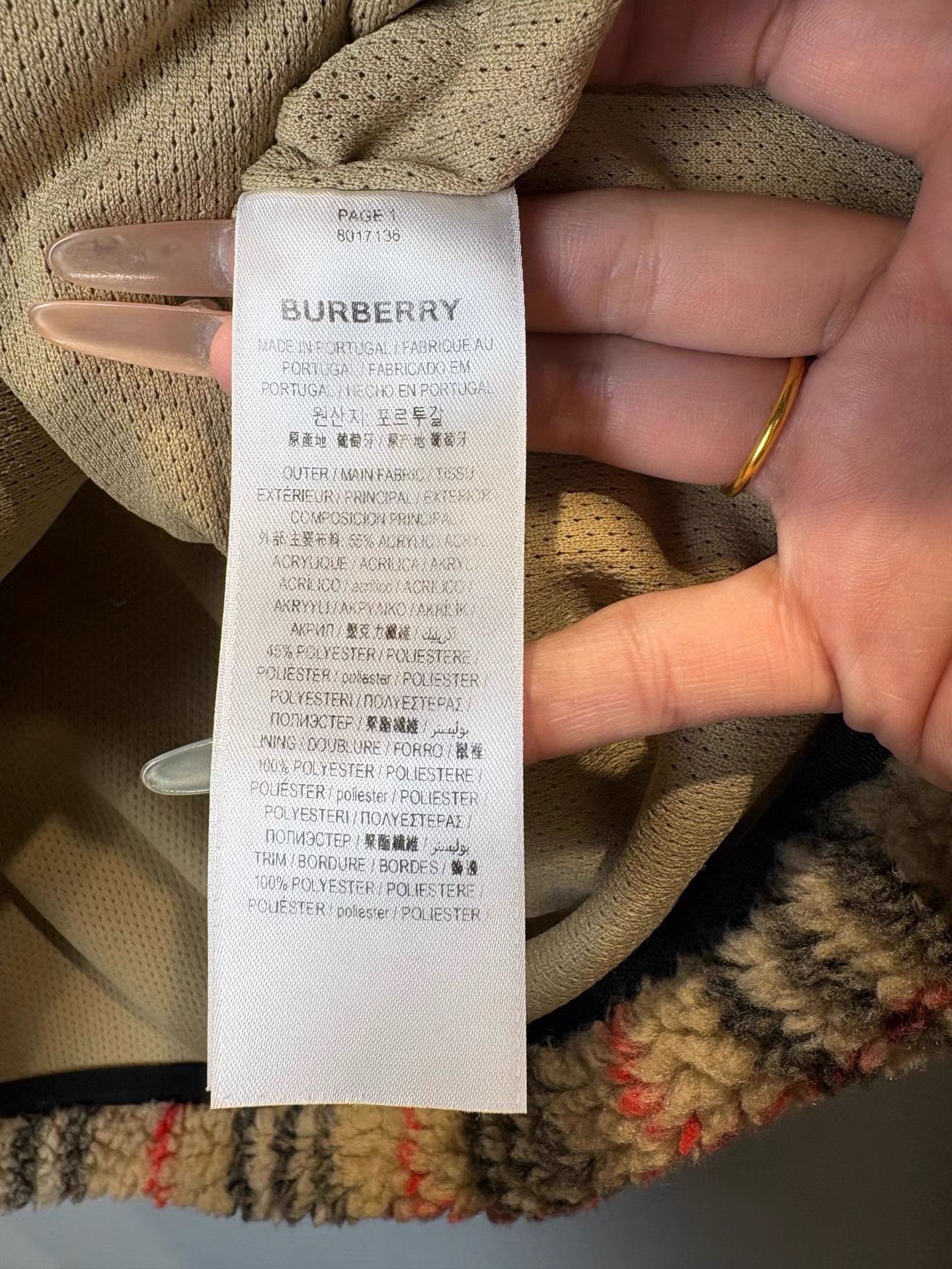 Burberry Burberry Khaki Check Teddy Fleece Zip Jacket K36 Size US M / EU 48-50 / 2 - 4 Thumbnail