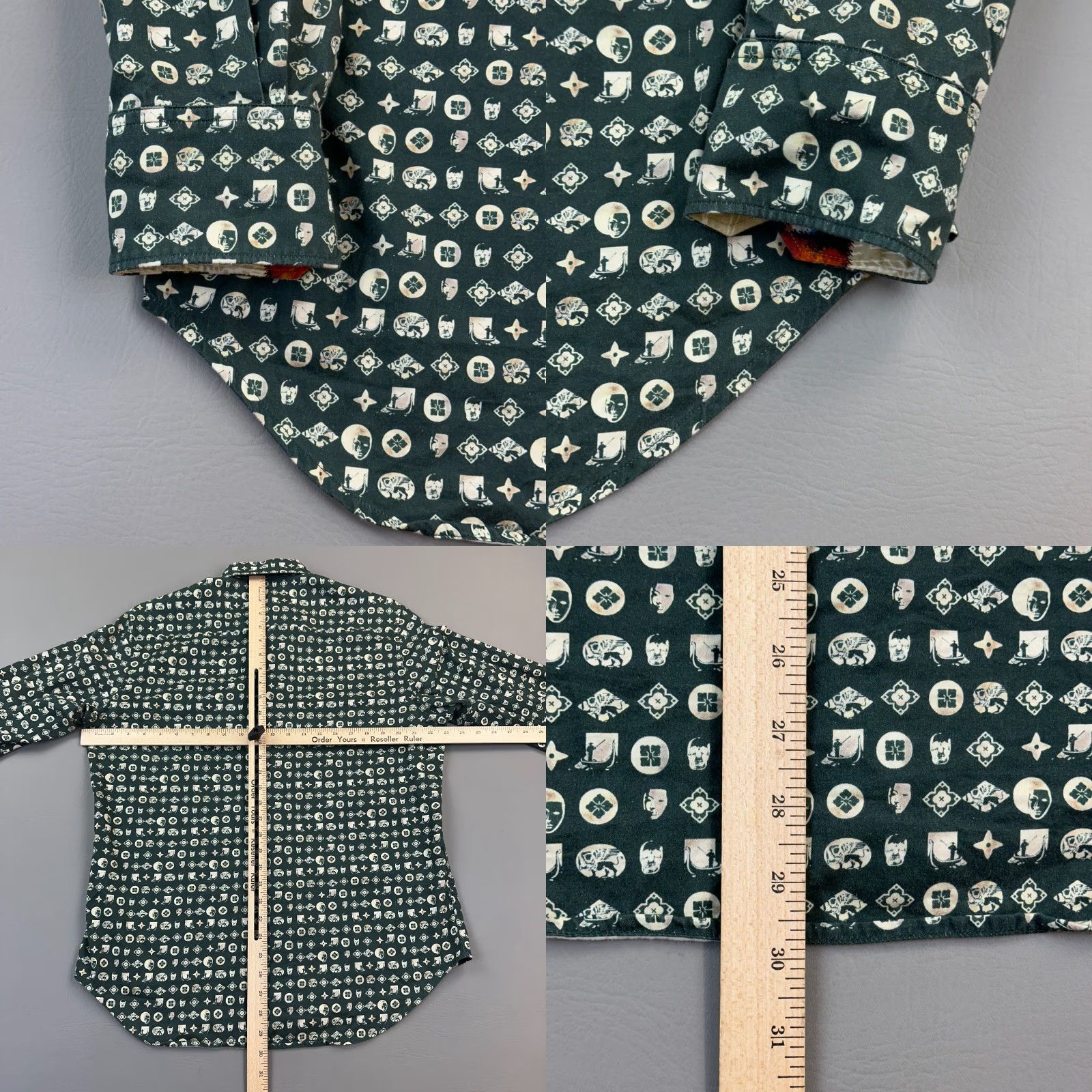 Robert Graham Robert Graham Shirt Mens Medium Green Geometric Print Flip Cuff Classic Fit Shirt_Mens_Green_Geometric_Print_Flip_Cuff_Classic_Fit Size US M / EU 48-50 / 2 - 10 Thumbnail