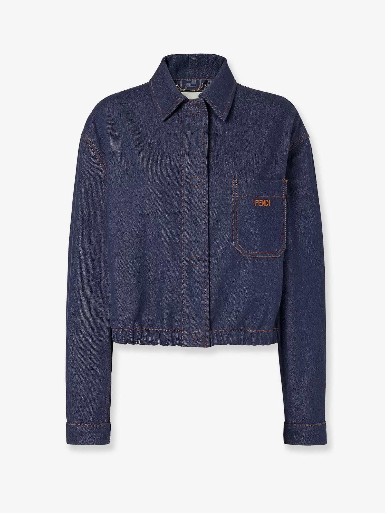Fendi Denim Jacket With Front Embroidered Logo Size M / US 6-8 / IT 42-44 - 1 Thumbnail