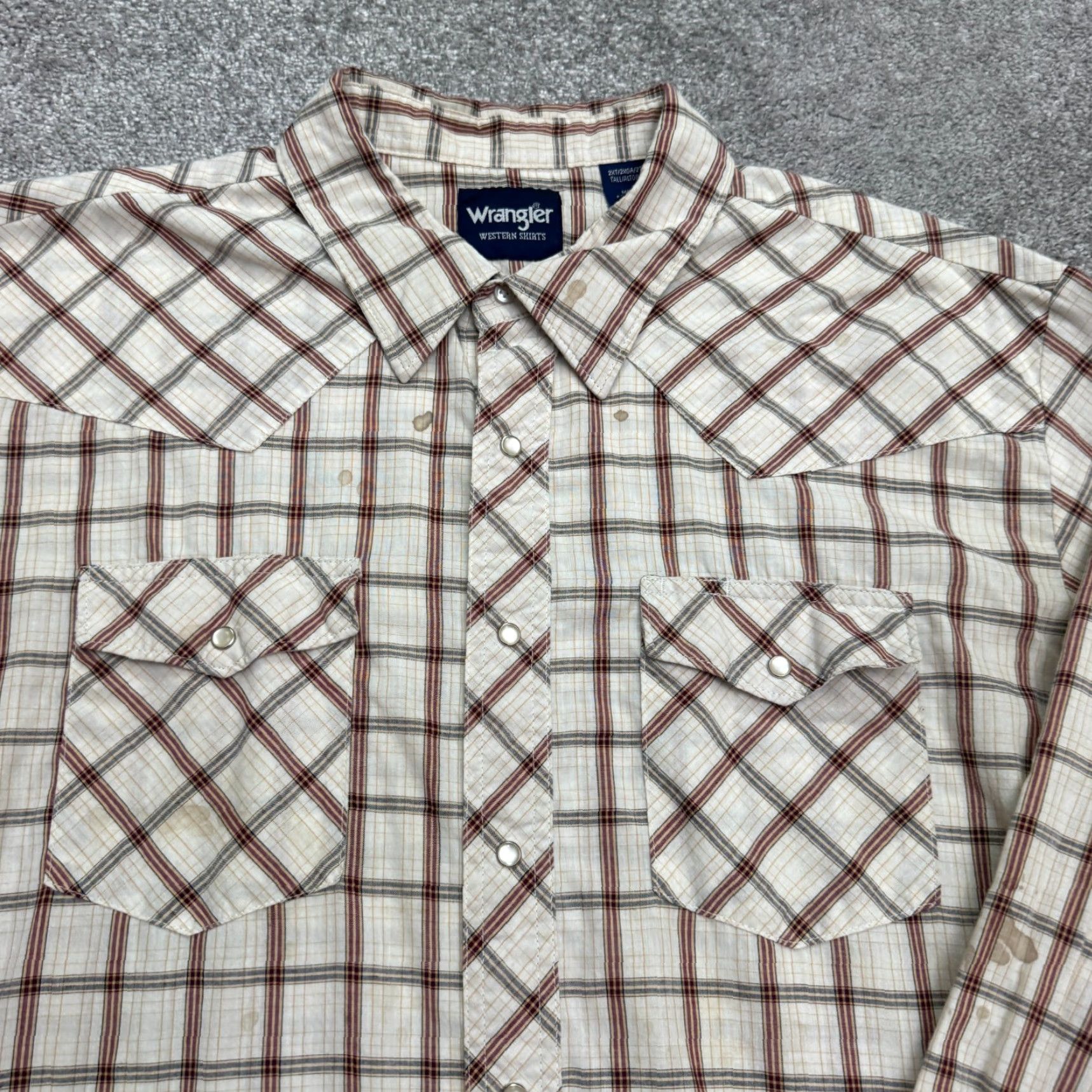 Wrangler Wrangler Shirt Mens 2XL Tall Brown Long Sleeve Western Button-Up Plaid Casual Workwear All Seasons Classic Outdoor 56 in Chest Mens Size US XXL / EU 58 / 5 - 3 Thumbnail