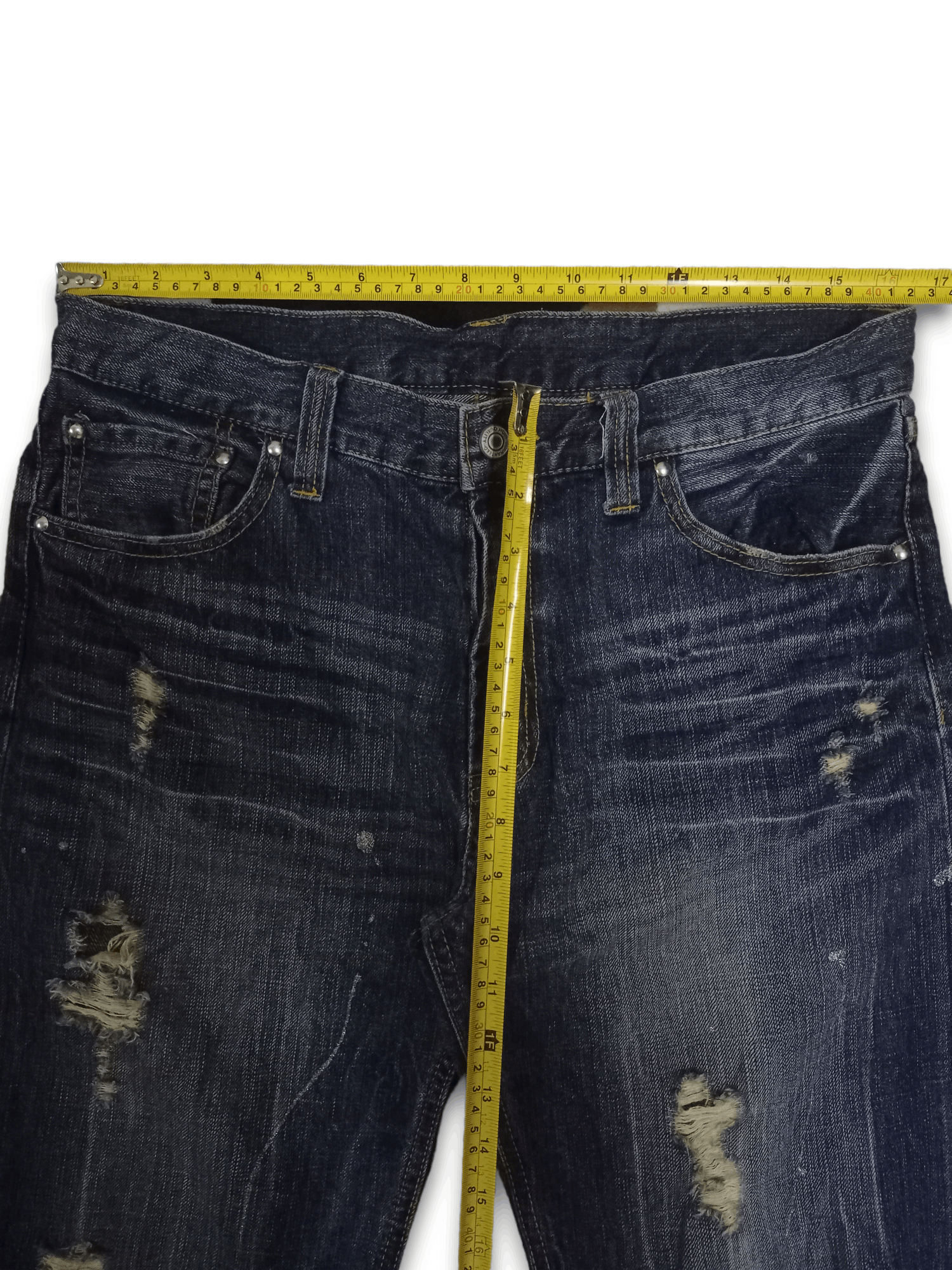 Japanese Brand Vintage Japanese Brand Indigo Wash Distressed Loose Jeans Size US 33 - 8 Thumbnail
