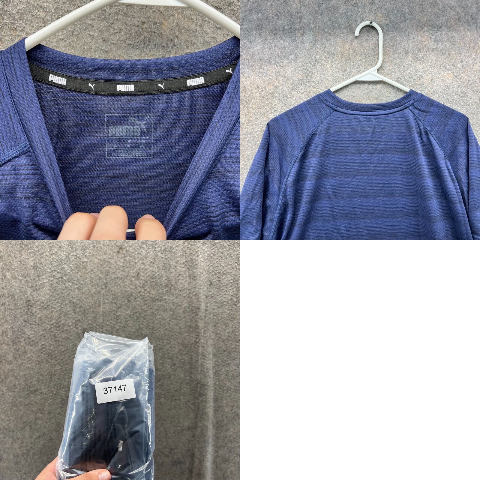 Puma PUMA Shirt Mens XL Blue Navy Stripes Athletic Jersey Soccer Extra Large Gym T-Shirt Sports Mens XL Blue Navy Stripes Size US XL / EU 56 / 4 - 8 Thumbnail