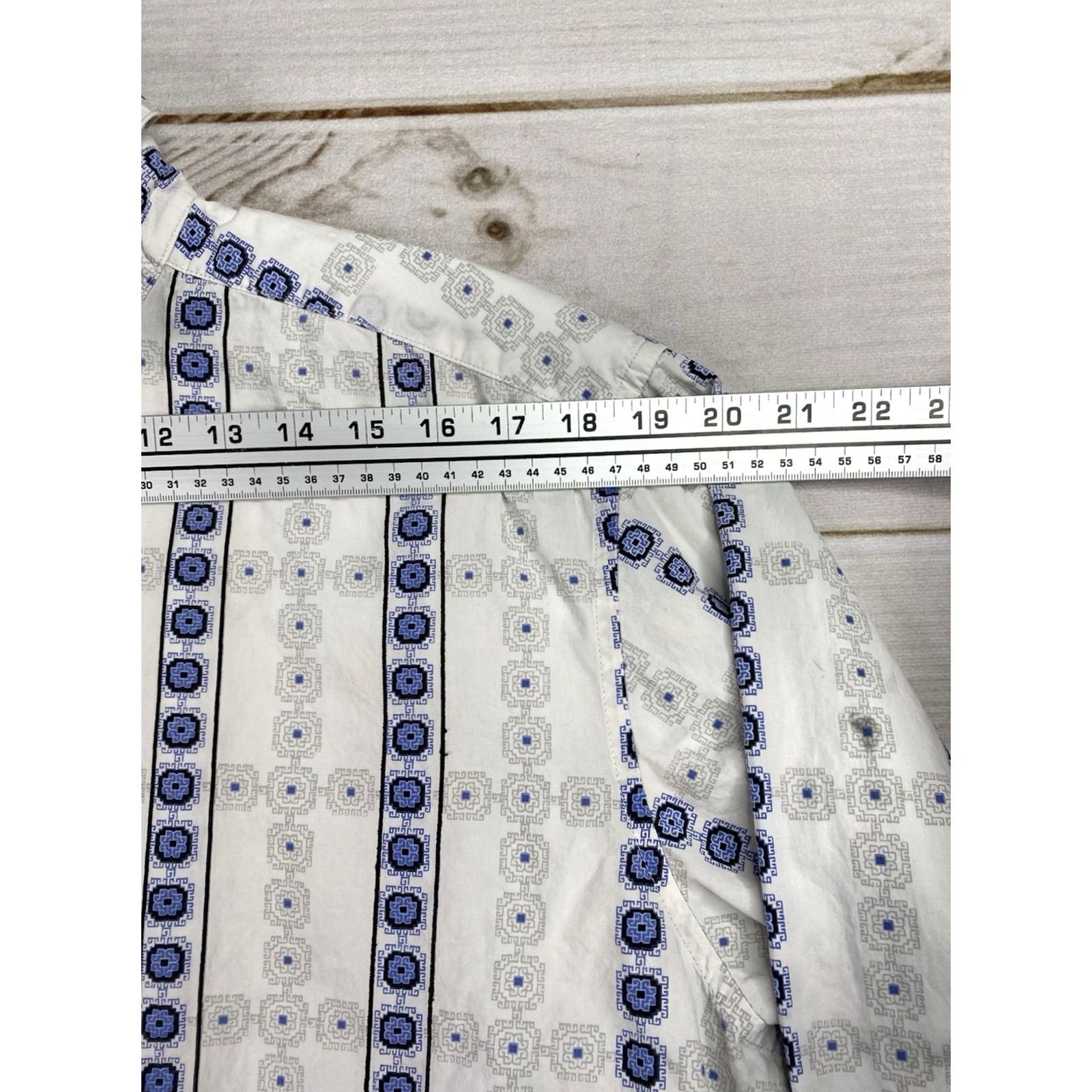 Robert Graham Robert Graham Mens Shirt Long Sleeve Button-Up Embroidered Logo Geometric White Blue L Size US L / EU 52-54 / 3 - 7 Thumbnail