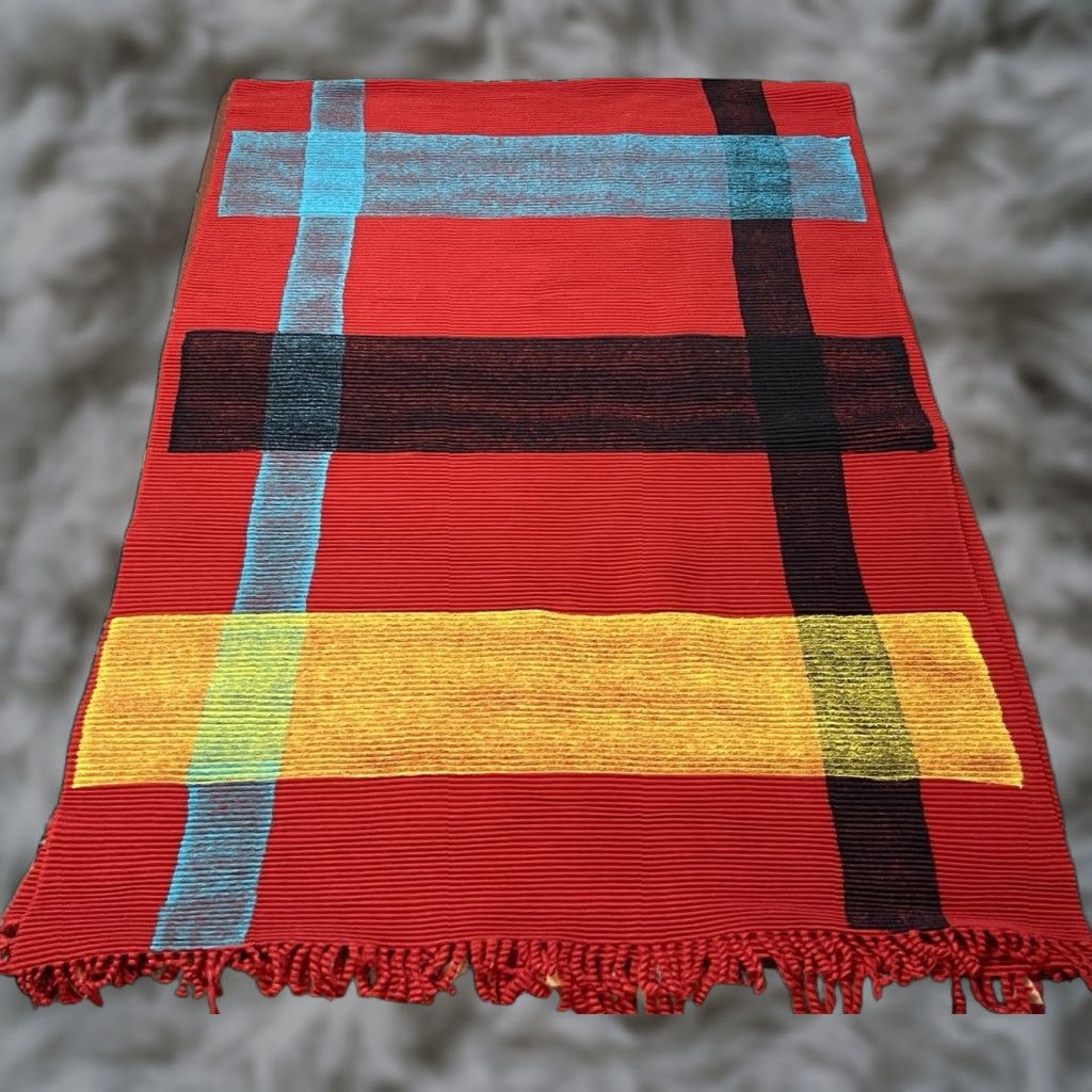 VINTAGE Issey Miyake Scarf Geometric Silk Acrylic Multicolor 90s IM69-AD007 Art HC Mens Womens Unisex