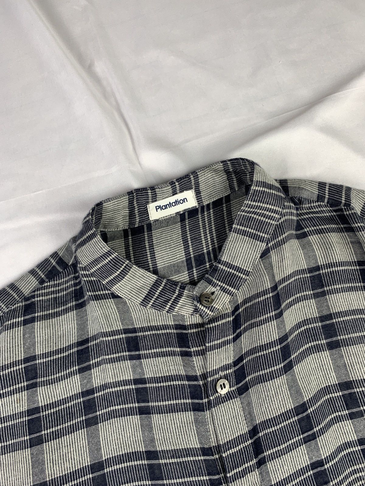 Issey Miyake 2000s Plantation by Issey Miyake Plaid Round Collar Shirt Size L / US 10 / IT 46 - 4 Thumbnail