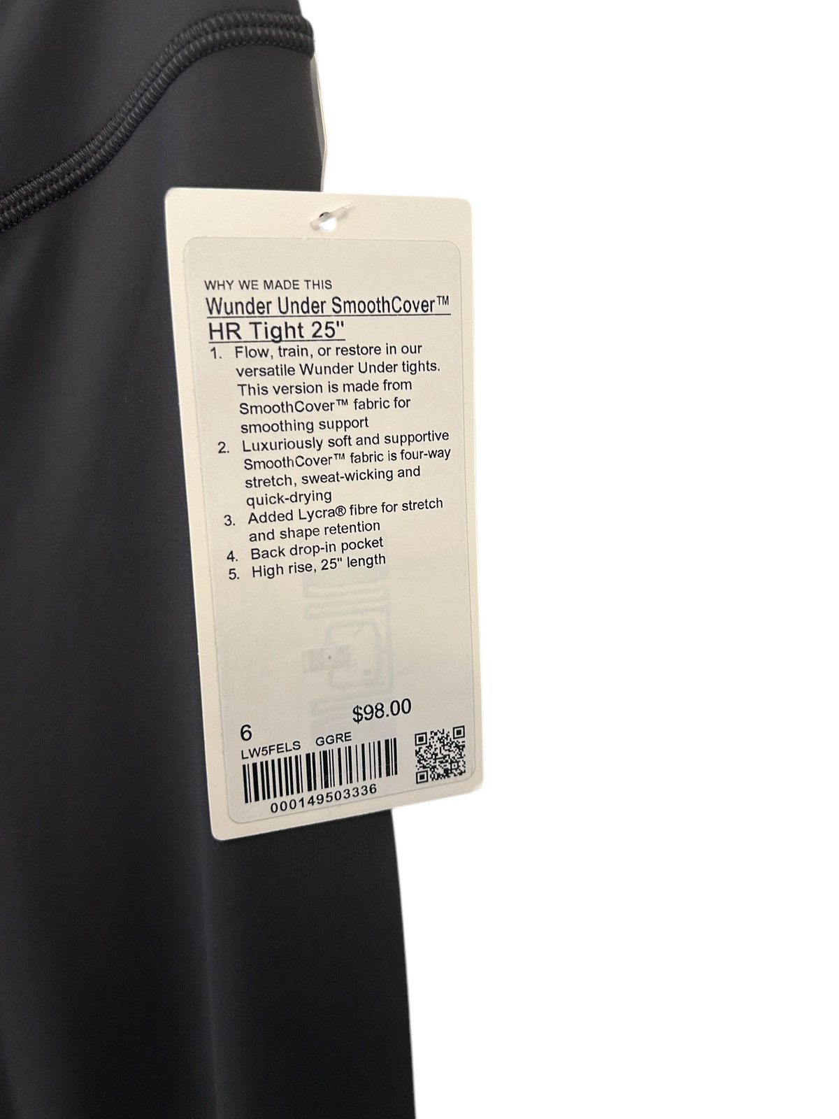 Lululemon Lululemon Wunder Under SmoothCover Tight 25" 6 Graphite Grey Size 28" / US 6 / IT 42 - 9 Thumbnail