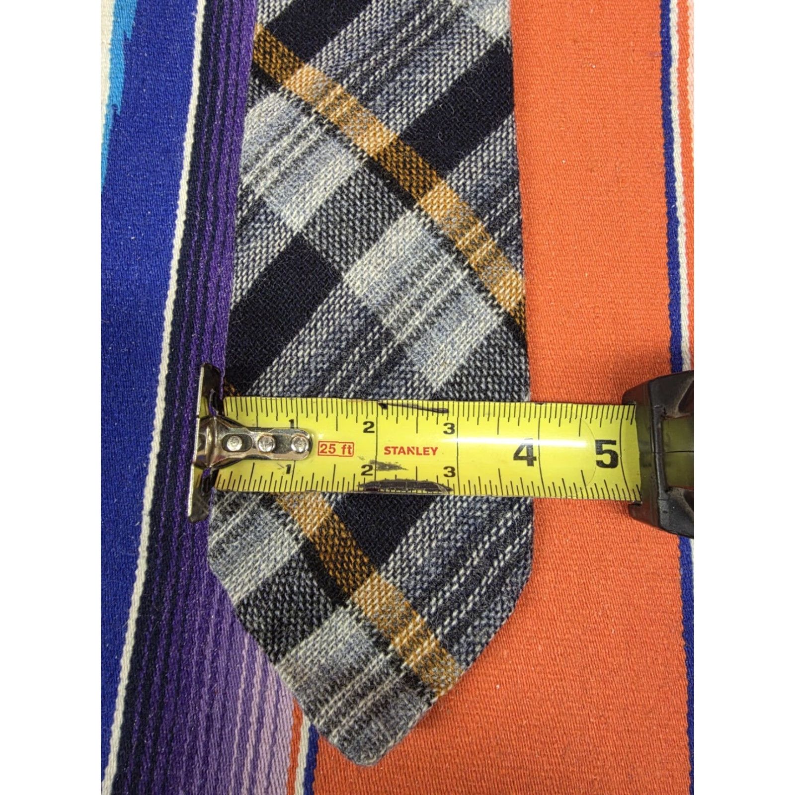 Greats VINTAGE Grenadier Tie Wool Knit Blue Plaid 100% Wool Made In Great Britain Men One Size Blue Plaid Pointed Retro 60s 70s? Size ONE SIZE - 7 Thumbnail