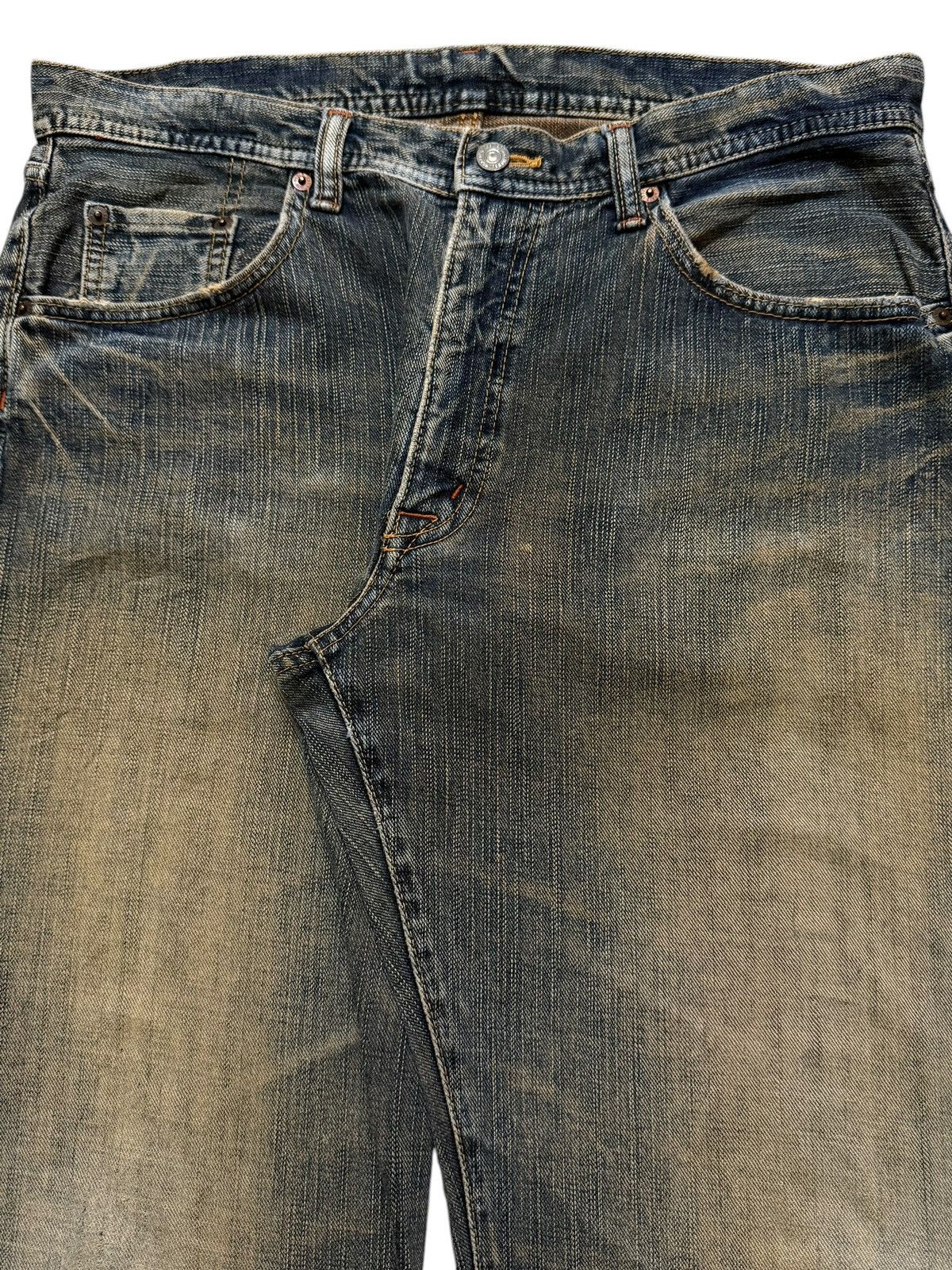 Japanese Brand Vintage 90s Japanese Mud Wash Faded Distress Wide Leg Baggy Size US 34 / EU 50 - 3 Thumbnail