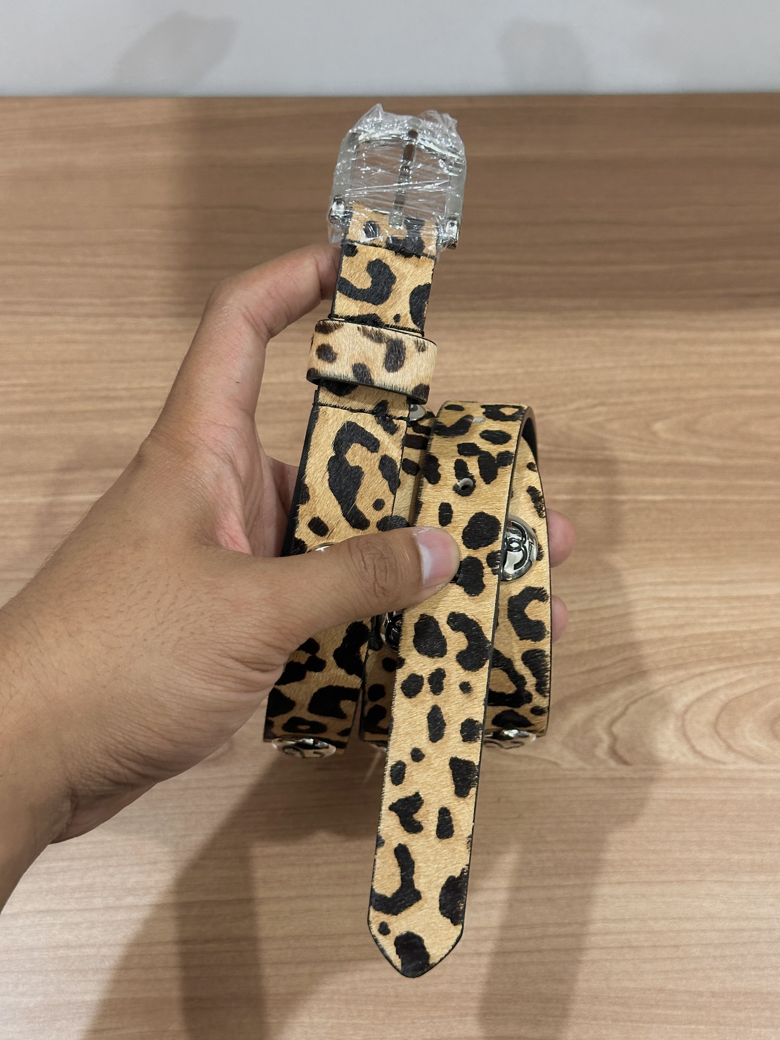 Stussy Stussy SS Link Studded Belt Hairy Cheetah Print | Grailed