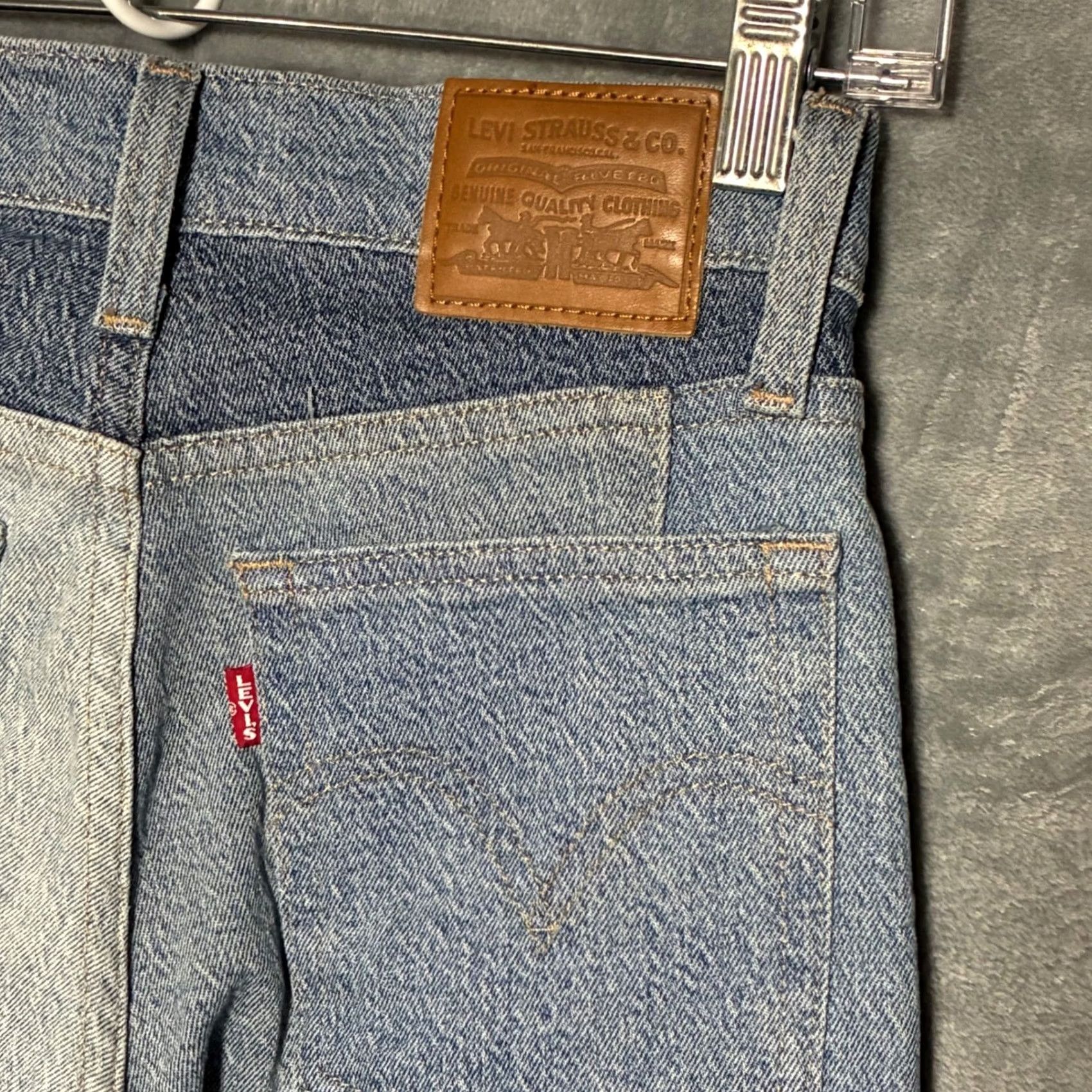 Levi's EUC Levi's Wedgie Bootcut Patchwork Jeans Blue Multi Colorblock Women's 23 Size 40" / US 18 - 5 Thumbnail