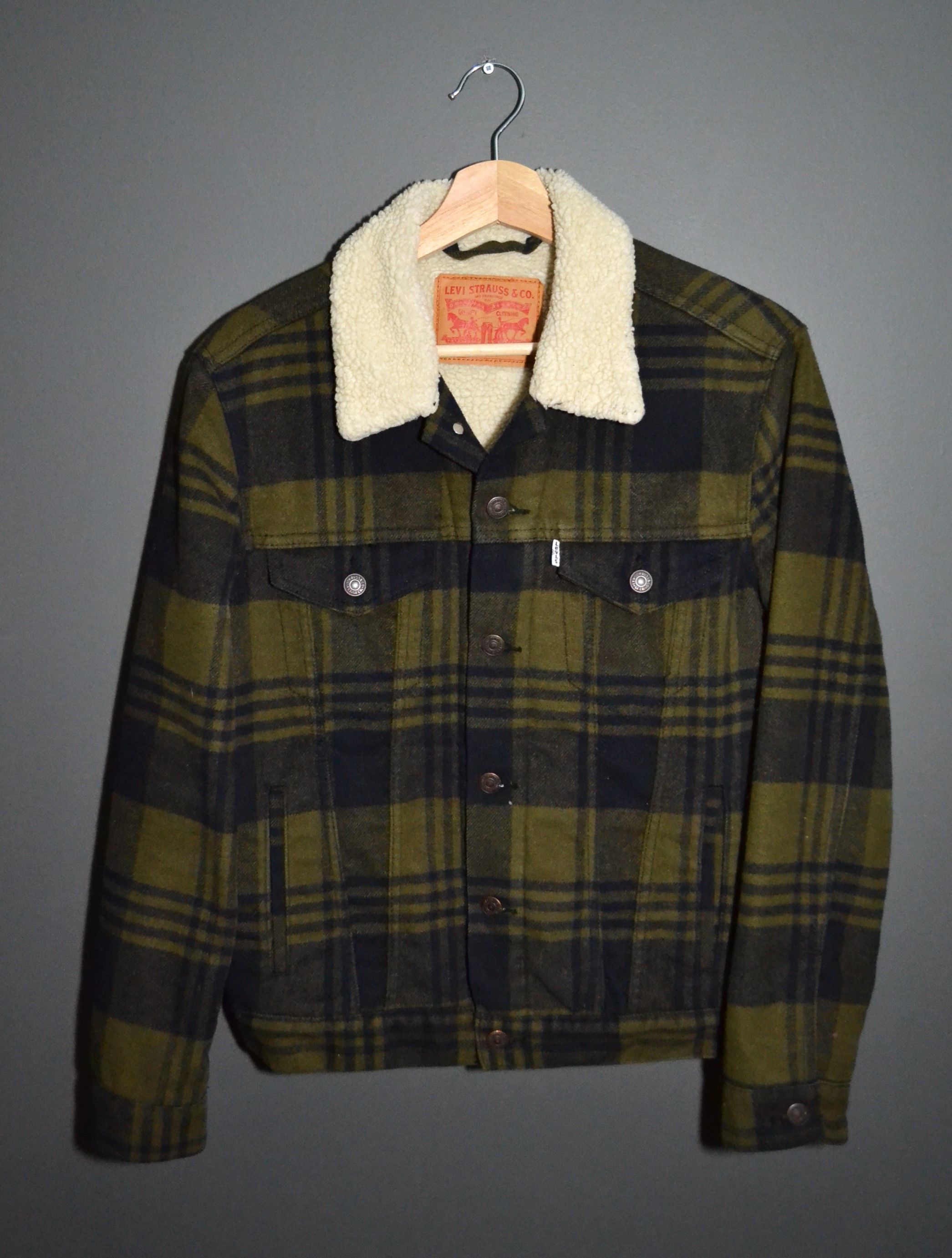 Levi's Levi's Sherpa Trucker Jacket Green Small Check Size US S / EU 44-46 / 1 - 2 Thumbnail