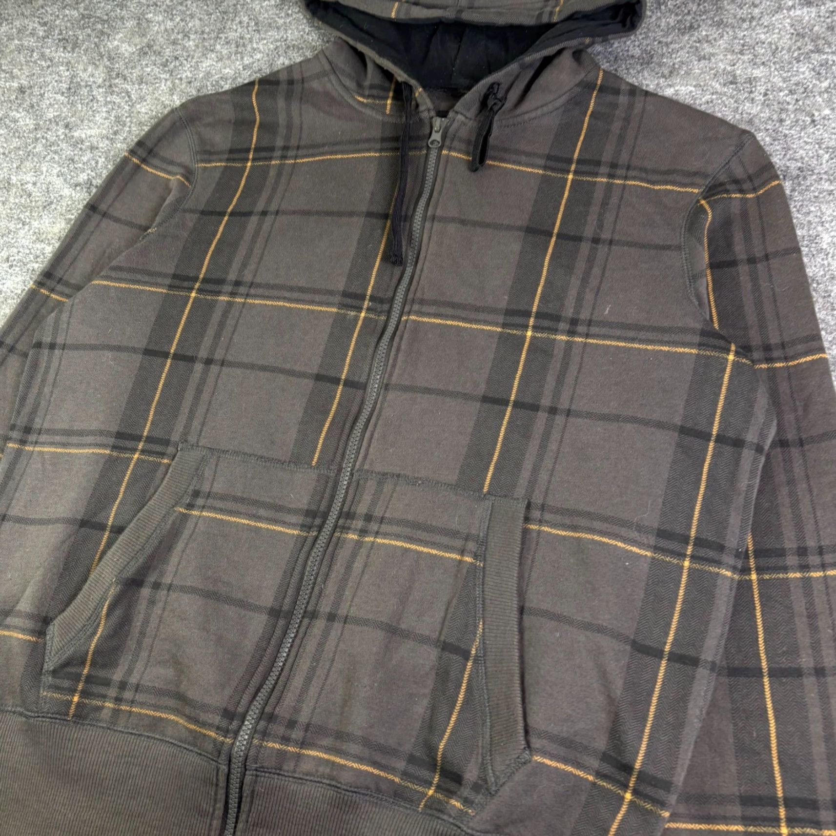 Ocean Pacific Ocean Pacific Mens Hoodie Full Zip Plaid Charcoal Grey Orange Large Surf Size US L / EU 52-54 / 3 - 6 Thumbnail
