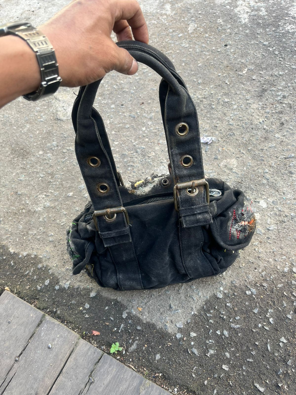 KMRii Bag Black Vintage Distrassed Canvas Size ONE SIZE - 6 Thumbnail