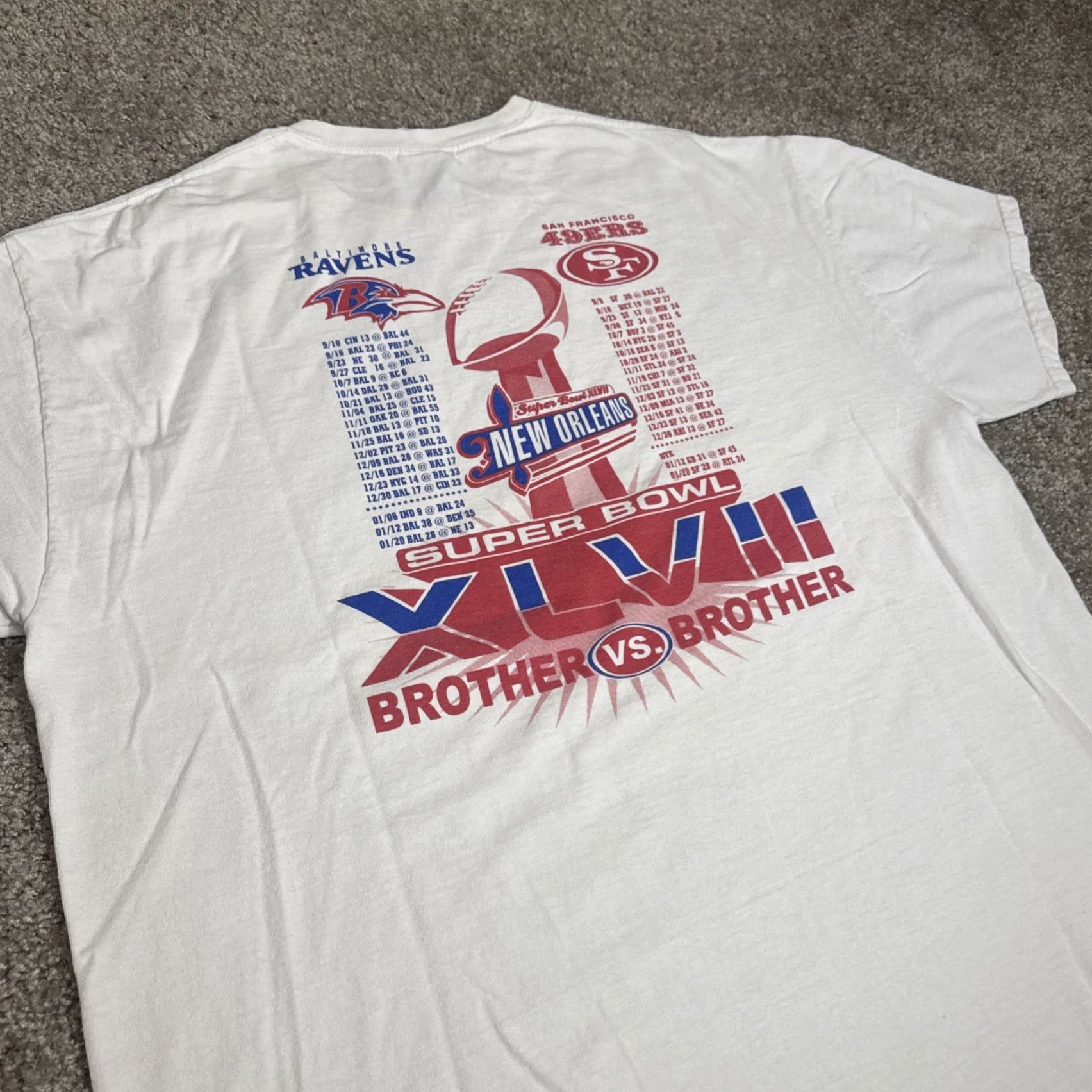 NFL NFL T-Shirt Men XL White Super Bowl XLVII San Francisco 49ers Baltimore Ravens Raven Football Apparel Size US XL / EU 56 / 4 - 7 Thumbnail