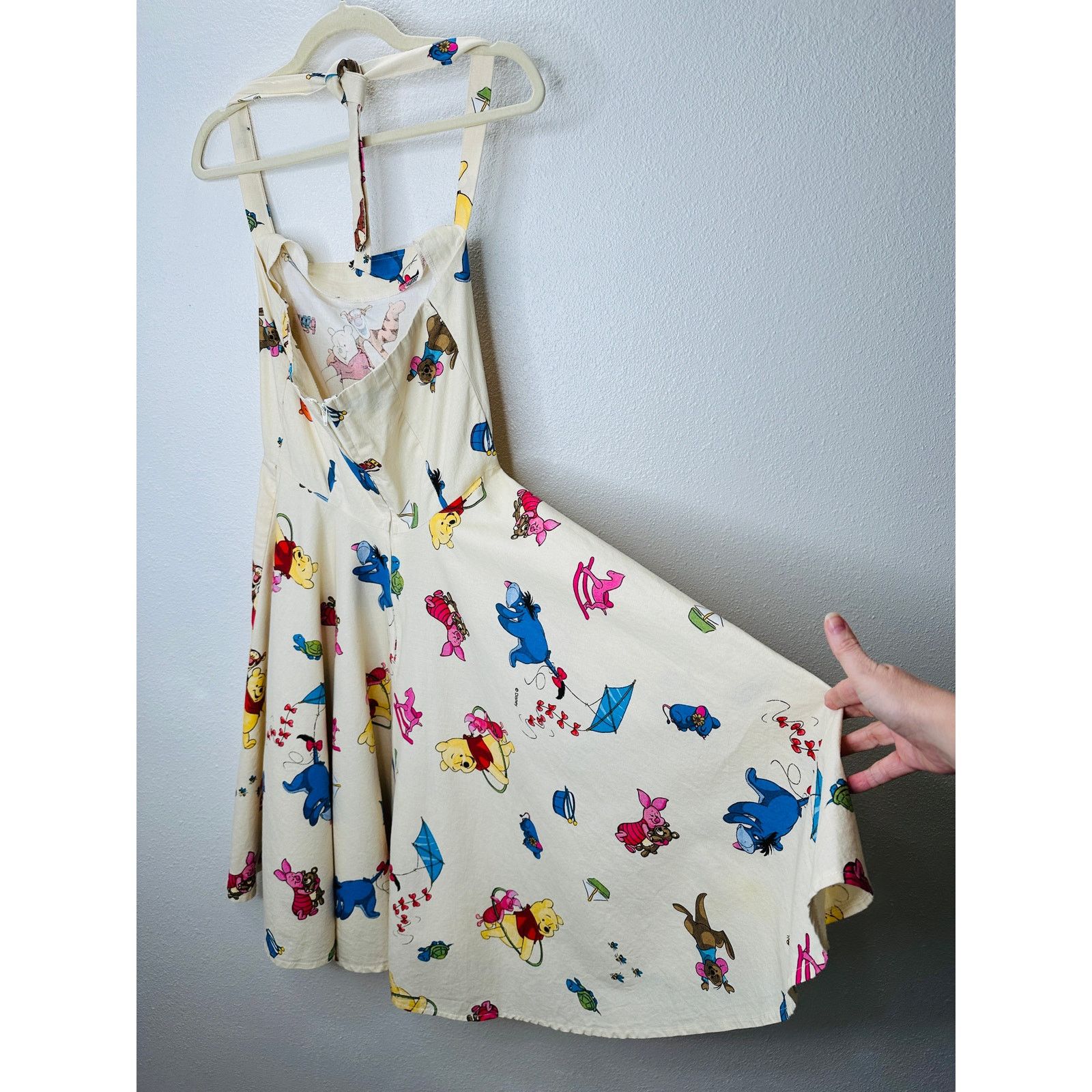 Other Vintage Cream Winnie The Poo Print Apron Dress Small Size S / US 4 / IT 40 - 6 Thumbnail