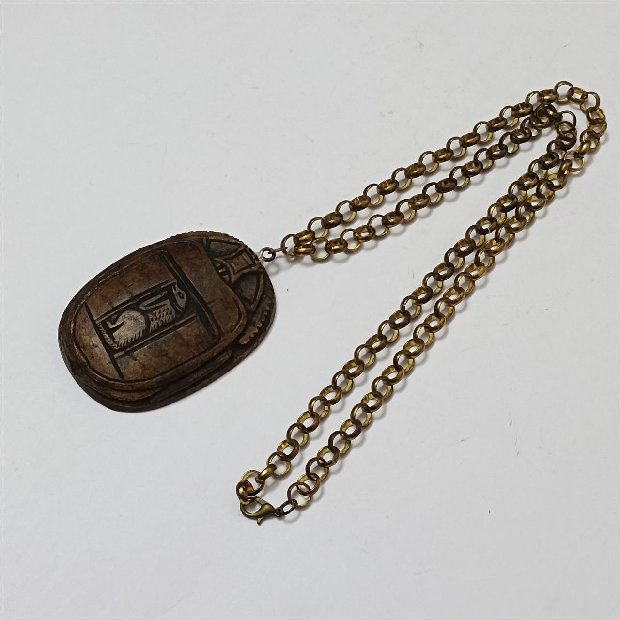 Handmade Egyptian Scarab Necklace Handcrafted Hieroglyph Amulet Size ONE SIZE - 6 Thumbnail