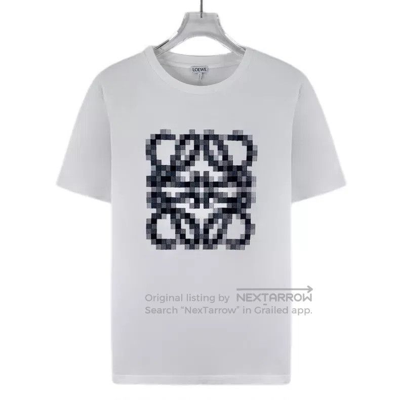 Loewe Loewe White Mosaic Logo Printed Cotton Short Sleeve T-Shir Size M / US 6-8 / IT 42-44 - 1 Thumbnail