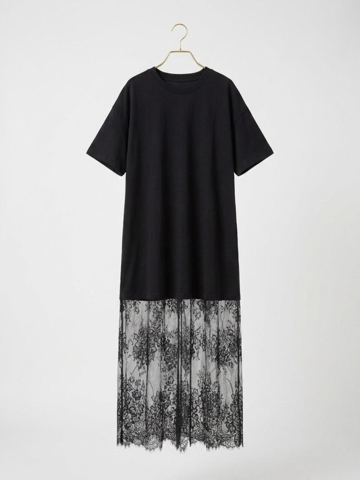 Other Black Short-Sleeve Dress with Sheer Lace Hem Size S / US 4 / IT 40 - 1 Thumbnail