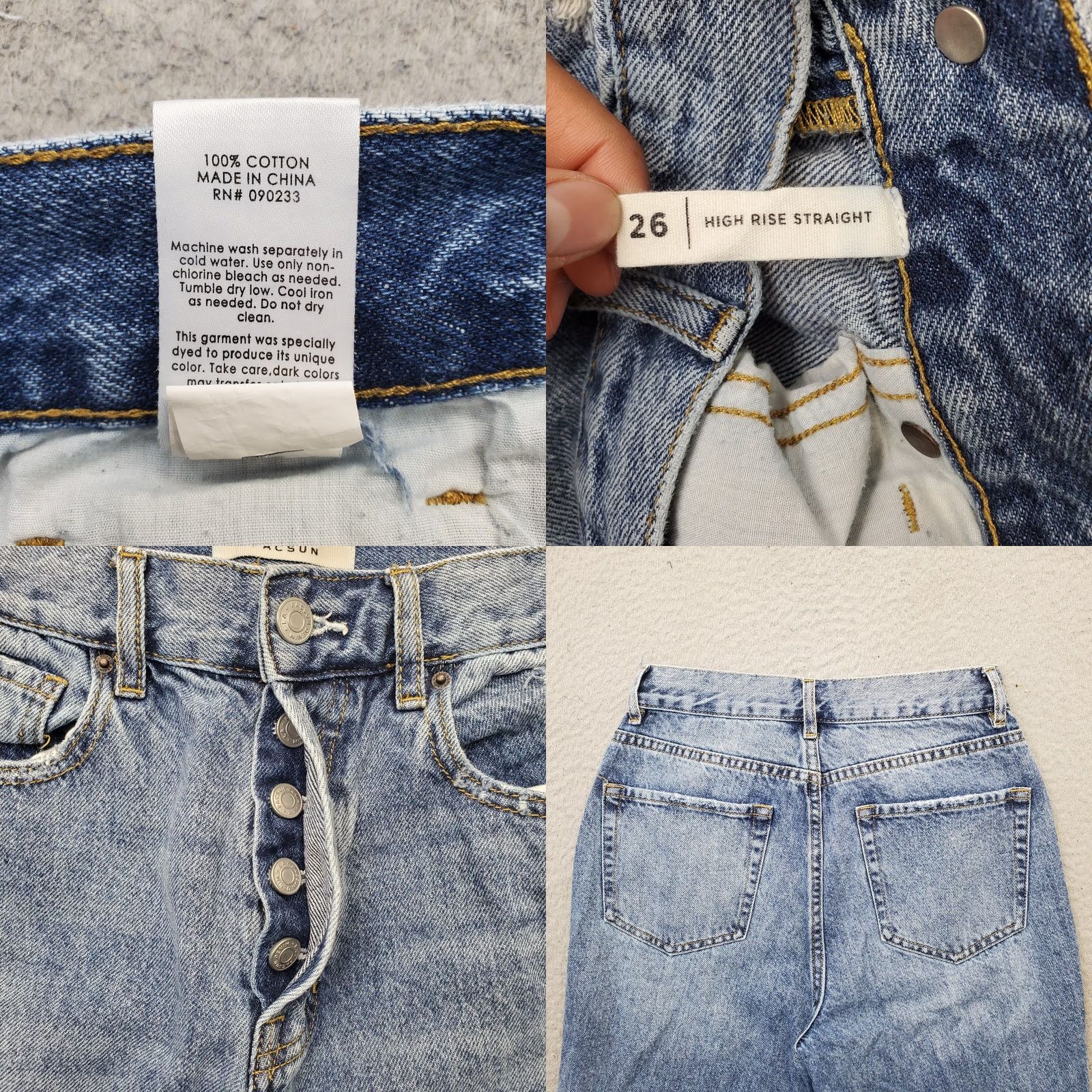 Pacsun PacSun Jeans Womens 26 Blue Denim Distressed High Rise Button Fly Straight Leg Jeans Size 26" / US 2 / IT 38 - 8 Thumbnail