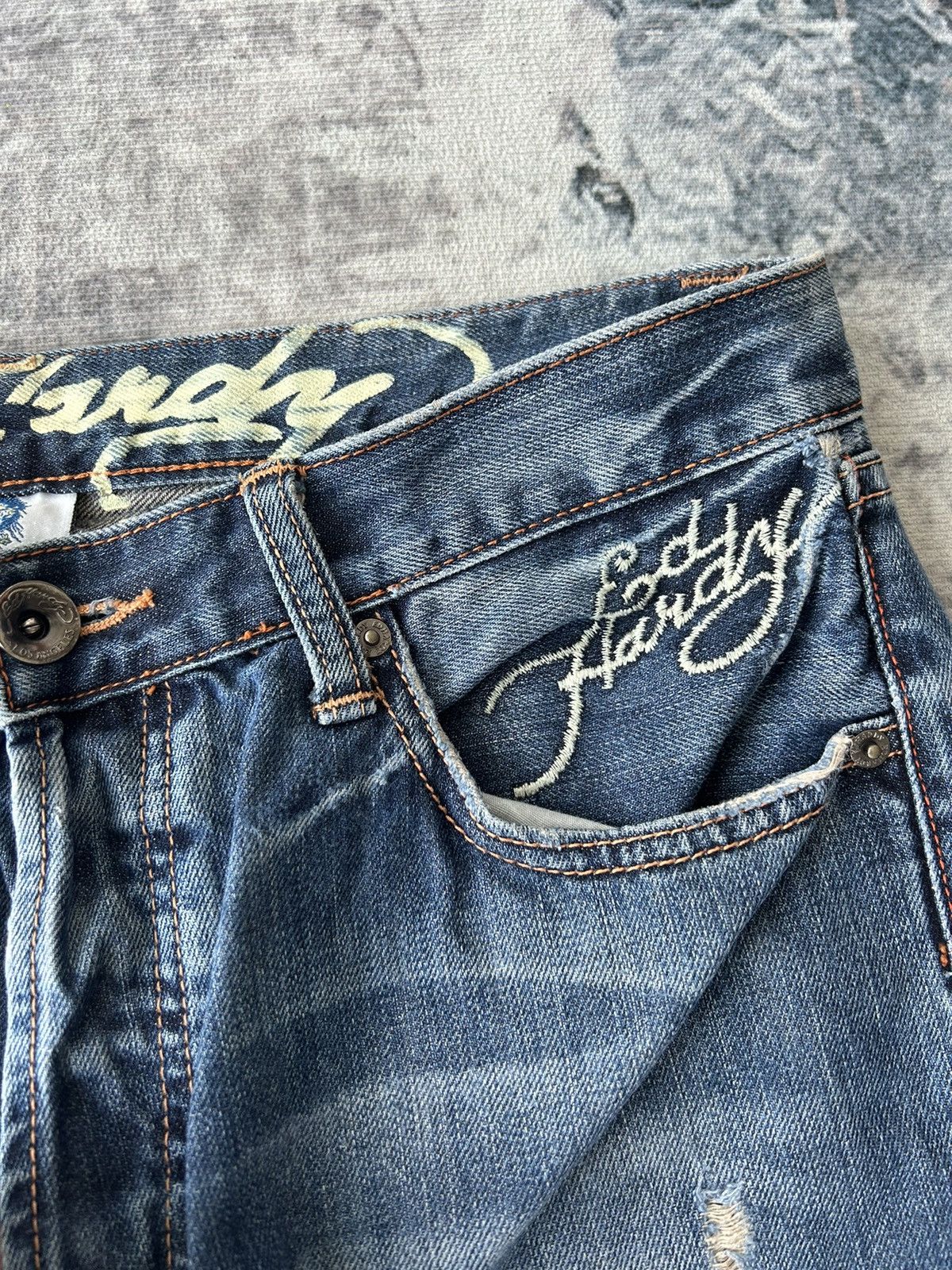 Ed Hardy Embroidery New York Skulls Ed Hardy Denim Size US 33 - 12 Thumbnail