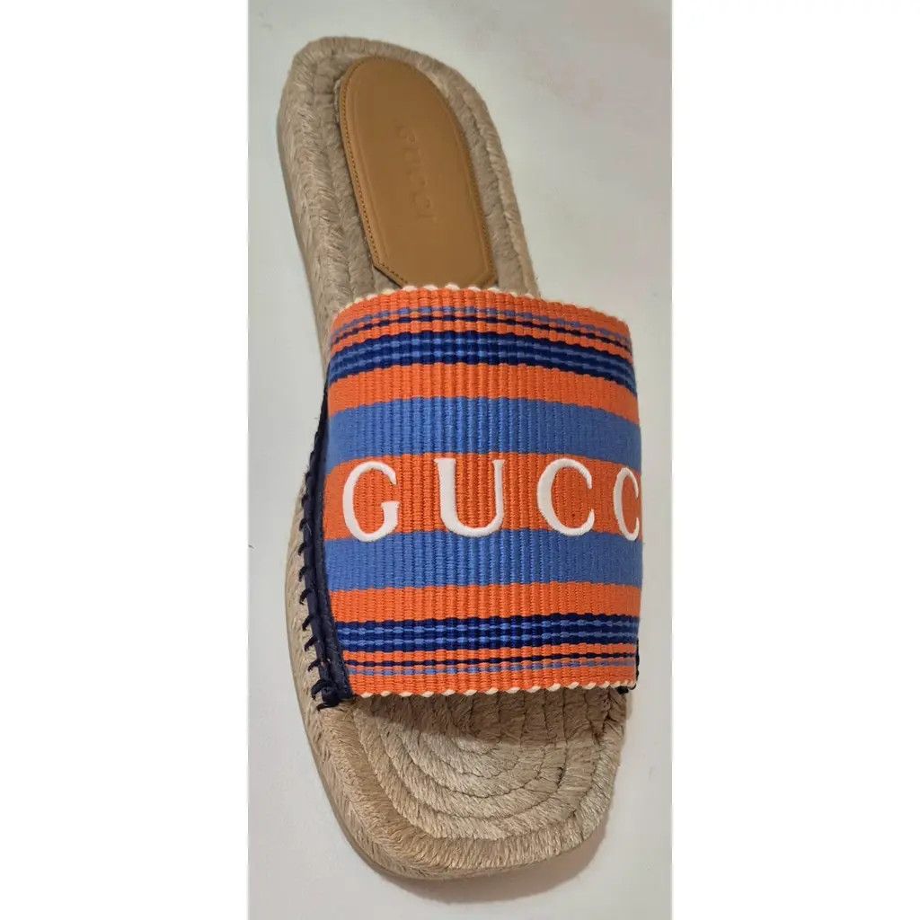Gucci oc11z1025 Men's Espadrille Sandals With Embroidery Size US 14 / EU 47 - 2 Thumbnail