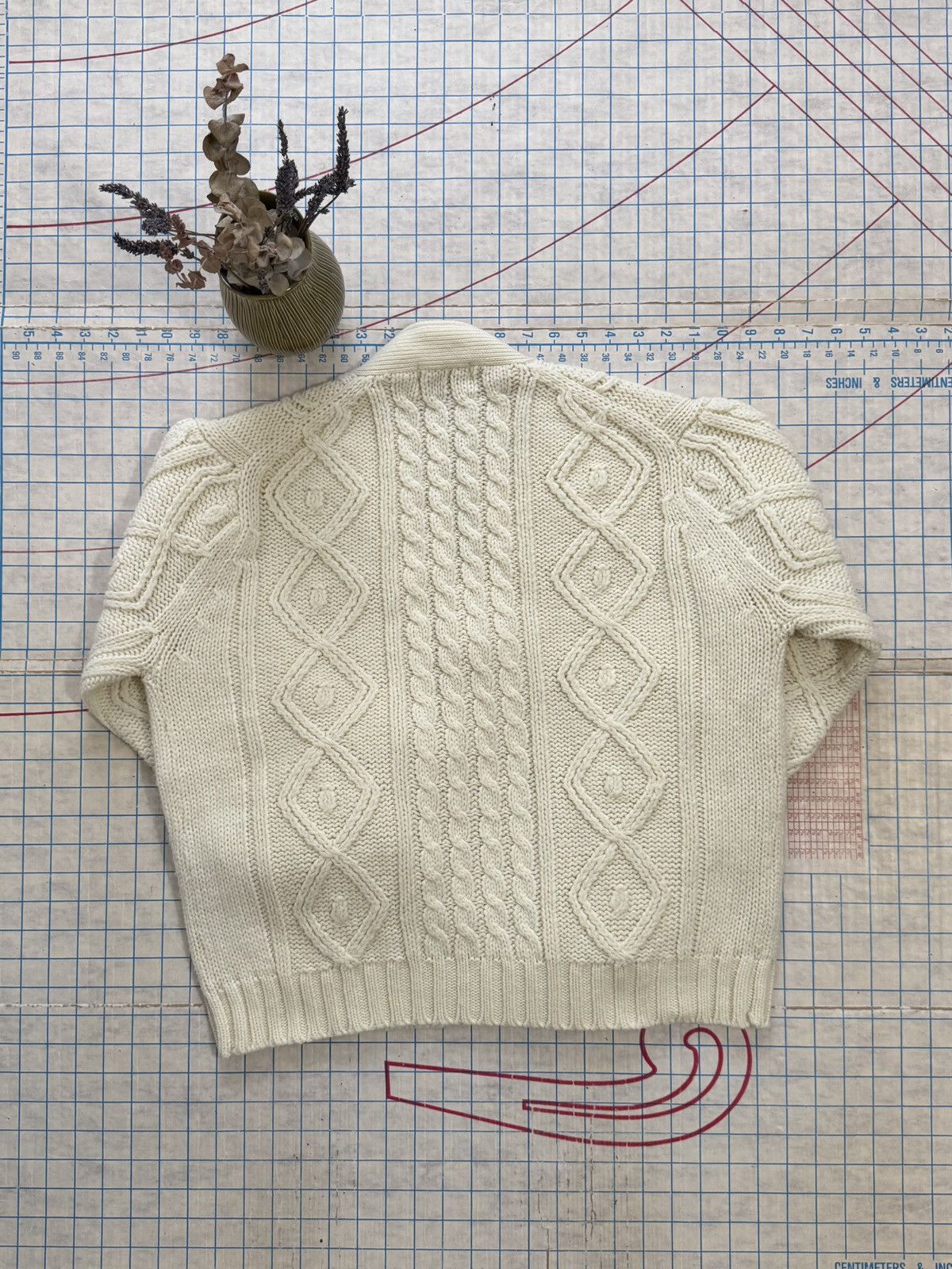 Other × Vintage Vintage Bullock Cable Knit Cardigan Sweater Cream White Med Size US M / EU 48-50 / 2 - 7 Thumbnail