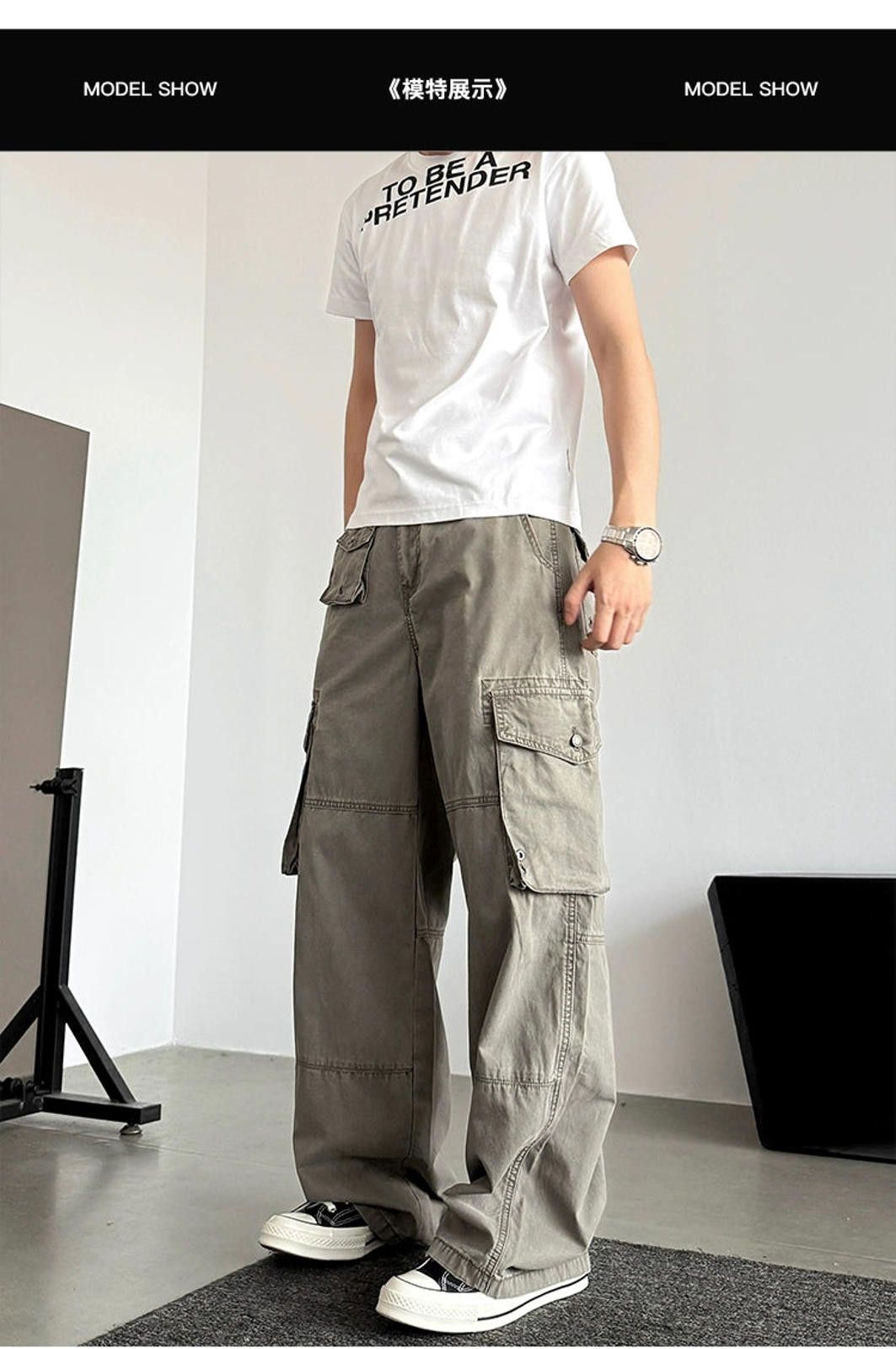 Other Gray Wide Leg Cargo Pants, Baggy Utility Pants Size US 32 / EU 48 - 2 Thumbnail