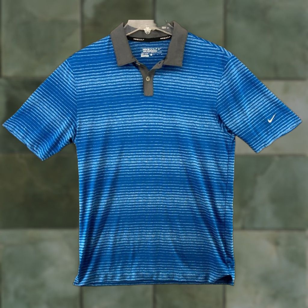 Nike Nike Golf Polo Shirt Mens Small Blue Tour Performance DriFit Striped Size US S / EU 44-46 / 1 - 1 Thumbnail