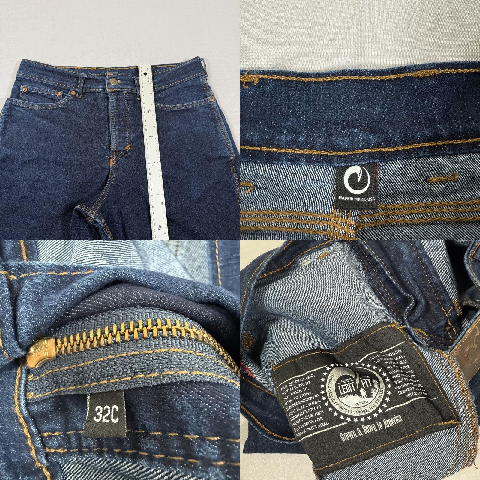 Vintage Origin Jeans Men 32x32 Blue Slim Straight Fit Stretch Denim Pants USA Made Size US 32 / EU 48 - 8 Thumbnail