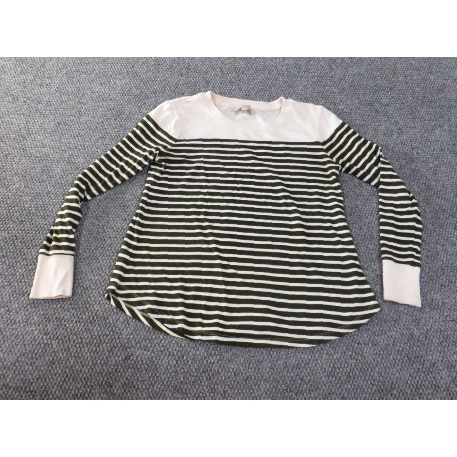 Loft LOFT Sweater Pullover striped knit Cotton Polyester Rib Knit Round Neck Long Sleeve Regular M Women Green pullover casual Modern Designer Girls? Size M / US 6-8 / IT 42-44 - 2 Thumbnail