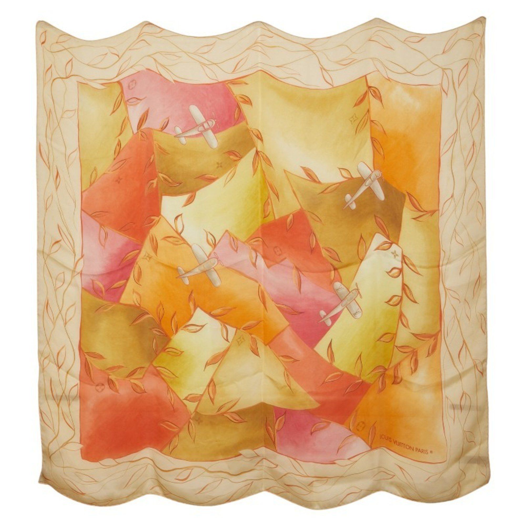 Louis Vuitton Louis Vuitton Monogram Airplane Scarf, Beige Multicolor Silk, Women's, LOUIS VUITTON Size ONE SIZE - 1 Thumbnail