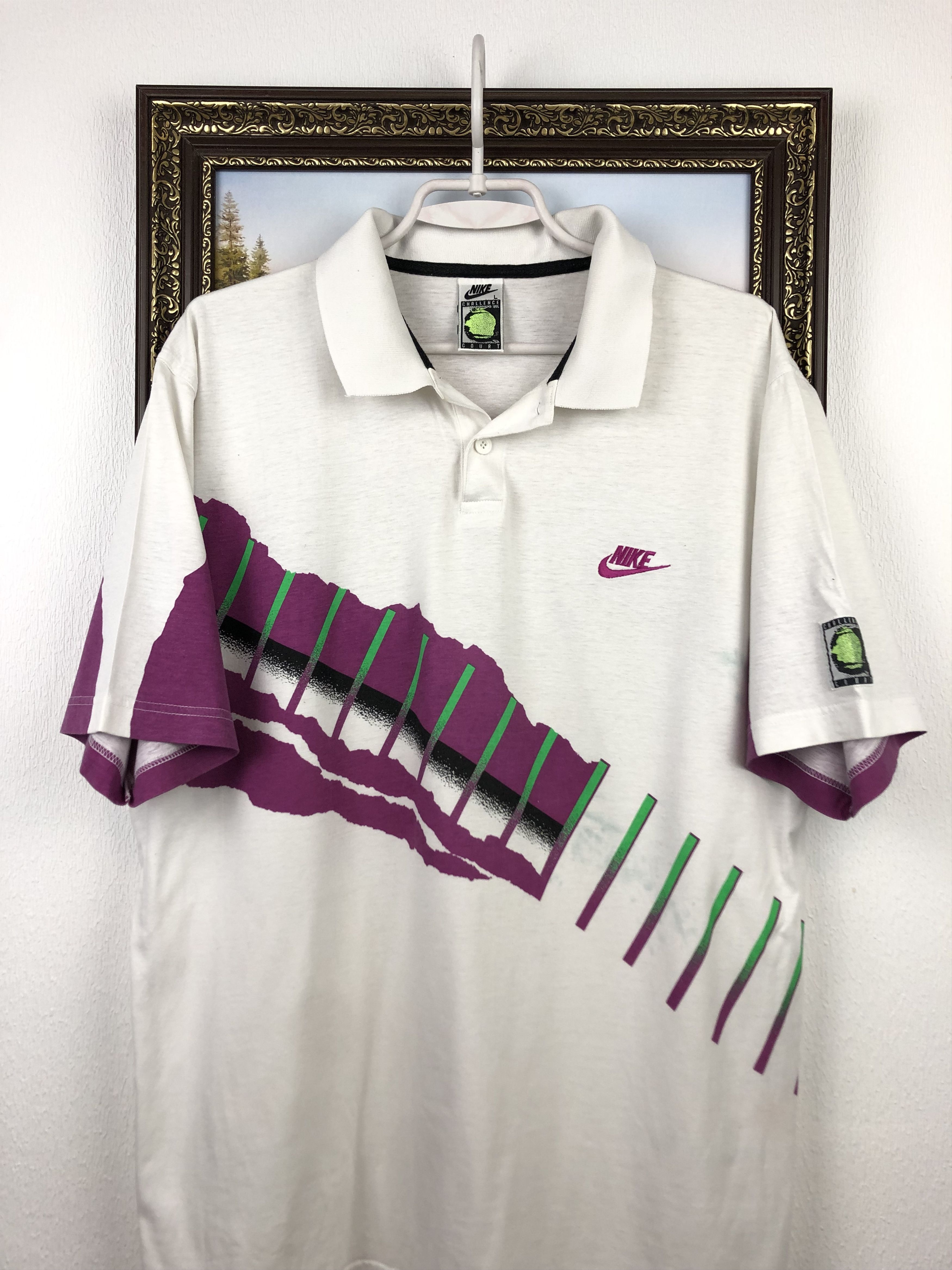 Nike × Vintage Vintage 90's Nike Court Andre Agassi Tennis Shirt Jersey Size US L / EU 52-54 / 3 - 2 Thumbnail