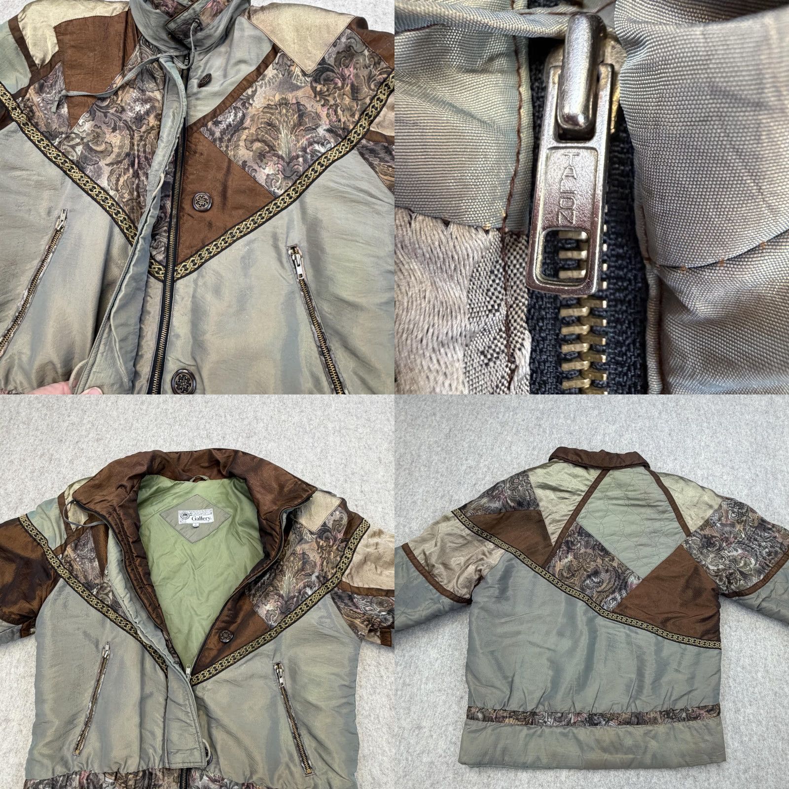 Vintage VINTAGE Gallery Jacket Womens Small Green Brown Quilted Patchwork Floral 80s Size S / US 4 / IT 40 - 9 Thumbnail