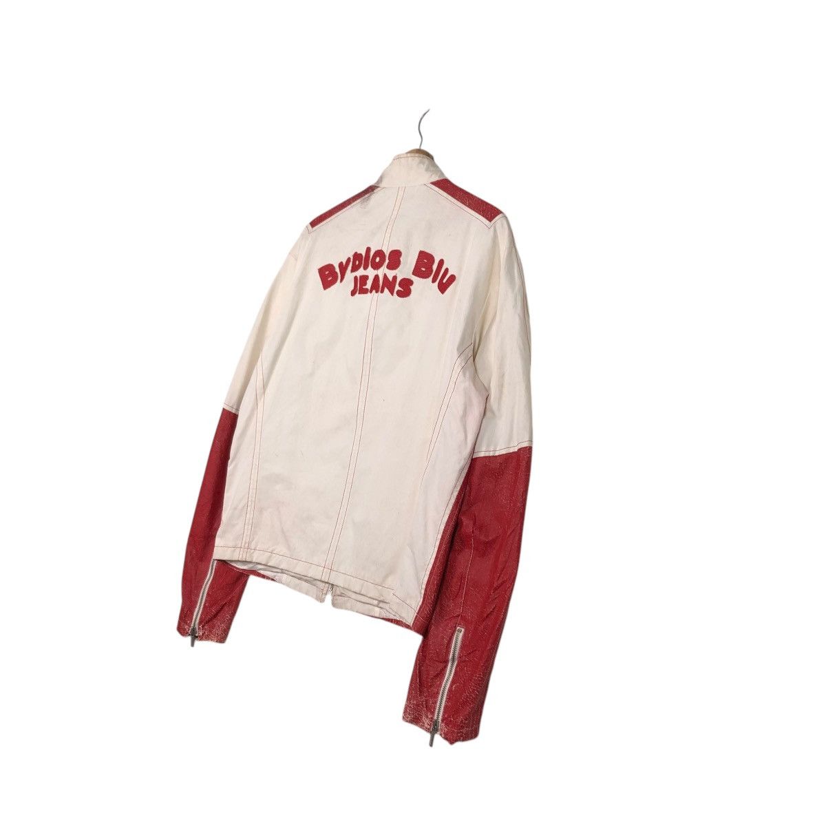 Vintage 🔥VINTAGE BIKER JACKET BYBLOS BLU ITALY LAMPO ZIPPER Size US M / EU 48-50 / 2 - 12 Thumbnail