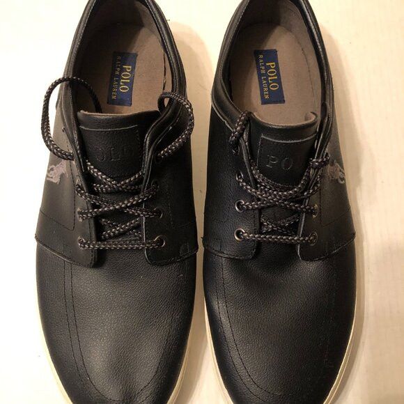 Polo Ralph Lauren polo Ralph Lauren men's black leather fashion sneakers 17D Size US 15 / EU 48 - 4 Thumbnail