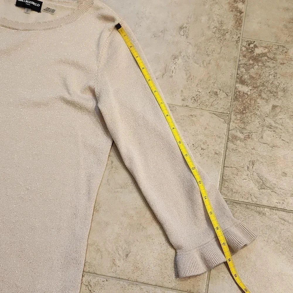 Karl Lagerfeld Karl Lagerfeld Ruffle Sleeve Metallic Sweater Size S / US 4 / IT 40 - 8 Thumbnail