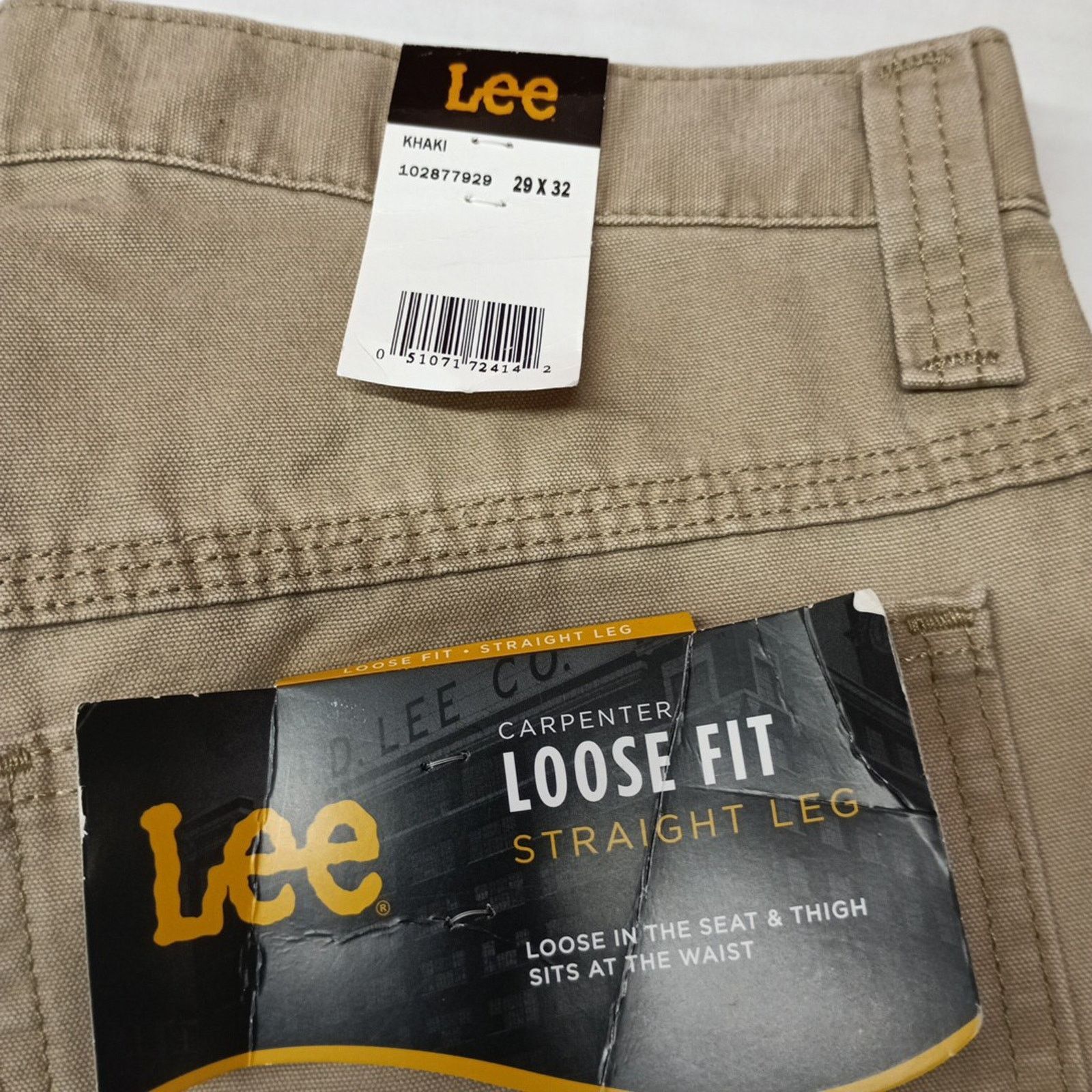 Lee Lee Mens Loose Straight Leg Carpenter Jeans Size 29x32 Beige Size US 29 - 2 Thumbnail