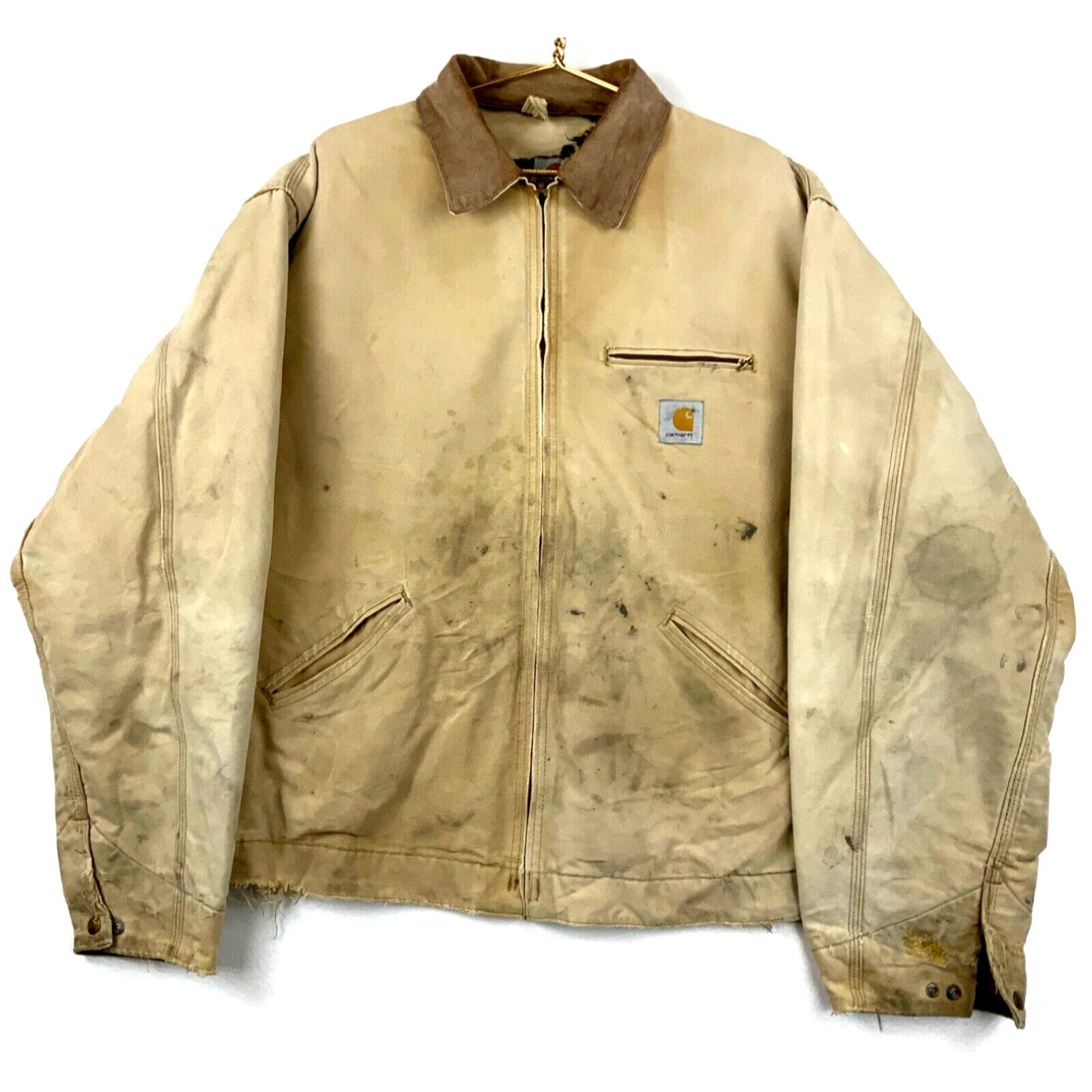 image of Vintage Carhartt Canvas Full Zip Detroit Work Jacket Size 2Xl Workwear Distress in White, Men's