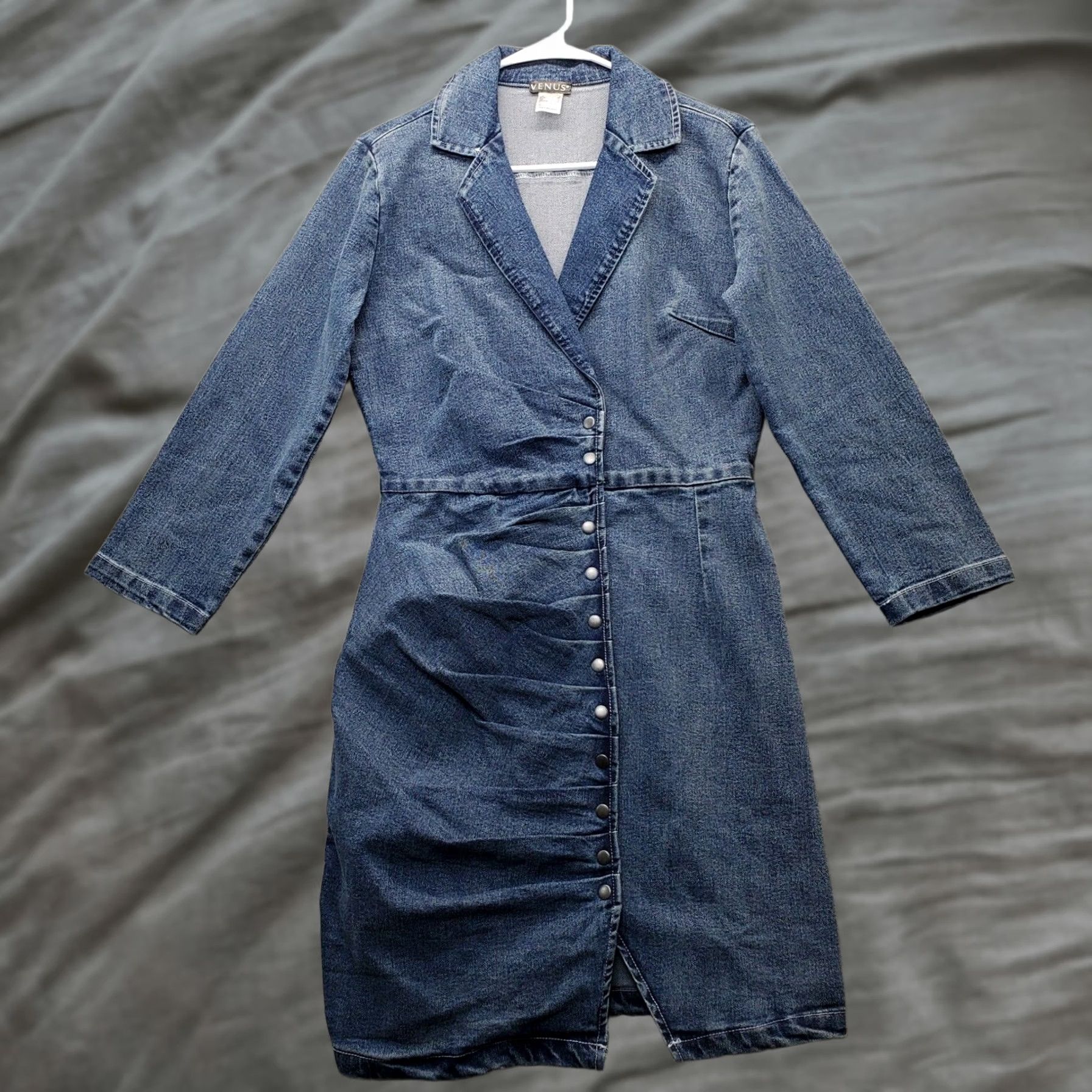 ladies sleeveless denim dress Rock & Roll Women's Buckle Denim Mini BWD0R08788 in Blue 2025-礼服-01 Color:mocha 32.0 CARE Hand Wash Red Dresses | Couture