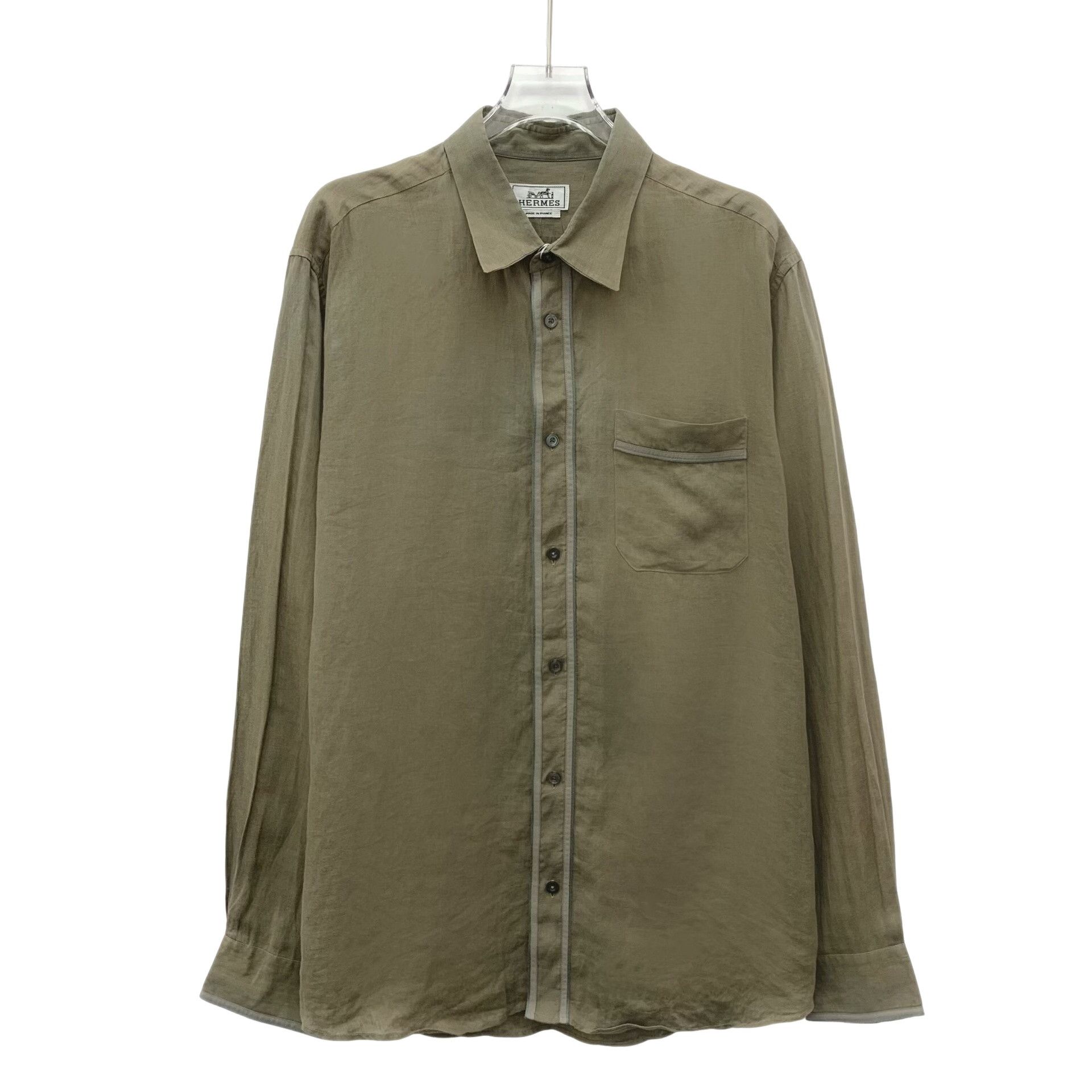 Hermes Hermes Linen Long Sleeve Shirt Size 43 Size US XL / EU 56 / 4 - 1 Thumbnail