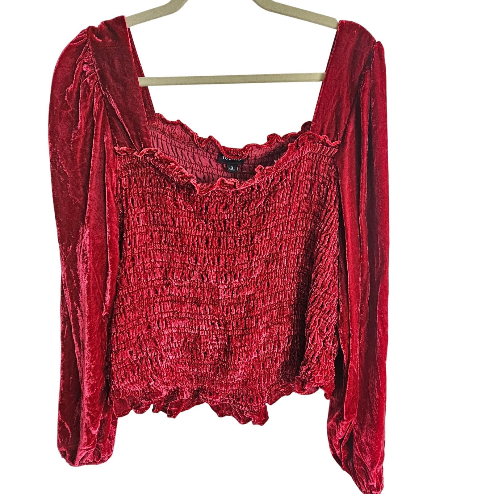 Torrid Torrid Womens Velvet Smocked Crop Top Plus Size 3X Stretch Size 3XL / US 20-22 - 2 Thumbnail