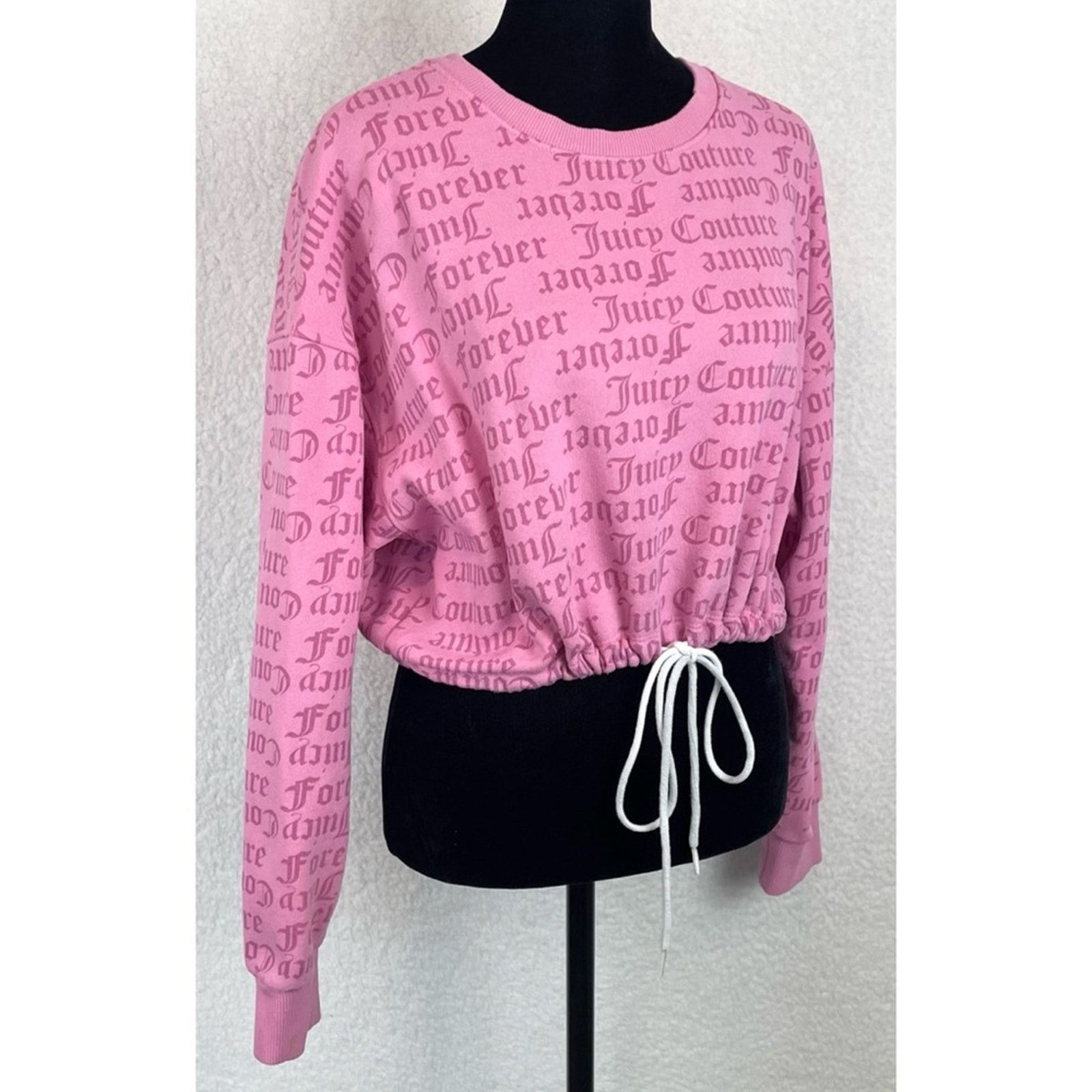Juicy Couture JUICY COUTURE x F21 • Pink Logo Print Cropped Tie Sweatshirt Size M / US 6-8 / IT 42-44 - 10 Thumbnail