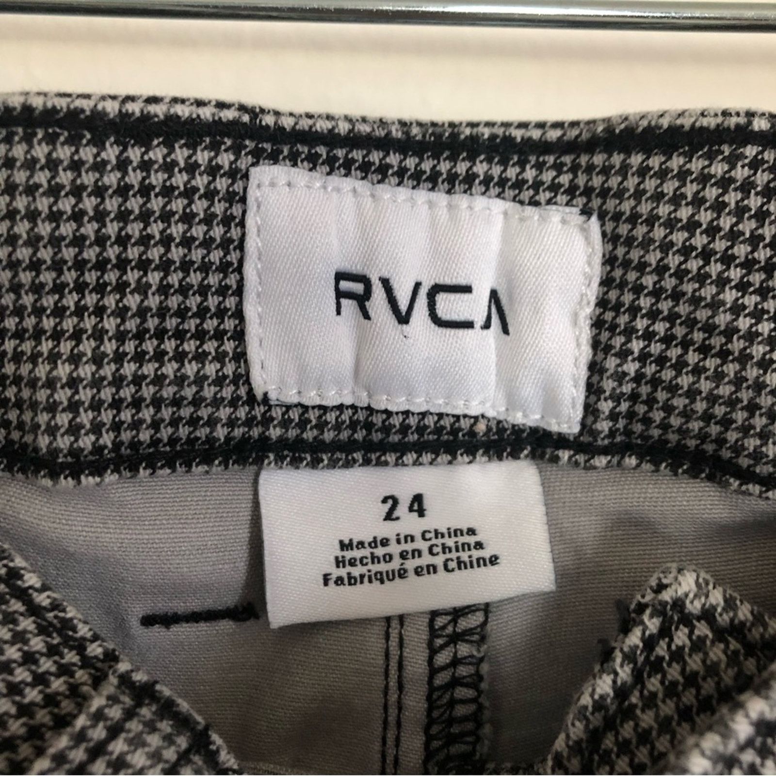 RVCA RVCA Solar Black White Houndstooth Skinny High Denim Pants Size 24" / US 00 / IT 34 - 4 Thumbnail